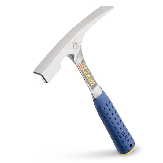 ESTWING Bricklayer's/Mason's Hammer - 24 oz Masonary Tool with Forged Steel Construction & Shock Reduction Grip - E3-24BLC
