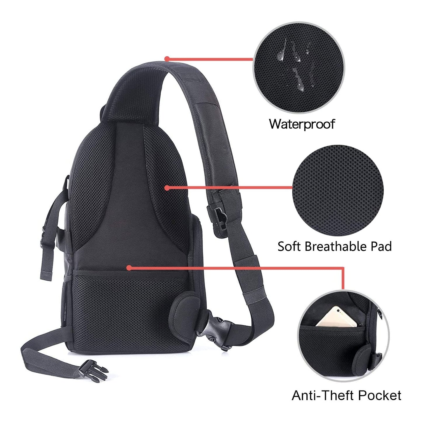 MOSISO Camera Sling Bag, DSLR/SLR/Mirrorless Camera Backpack Case Shockproof Photography Backpack with Tripod Holder & Removable Modular Inserts Compatible with Canon/Nikon/Sony/Fuji, Black