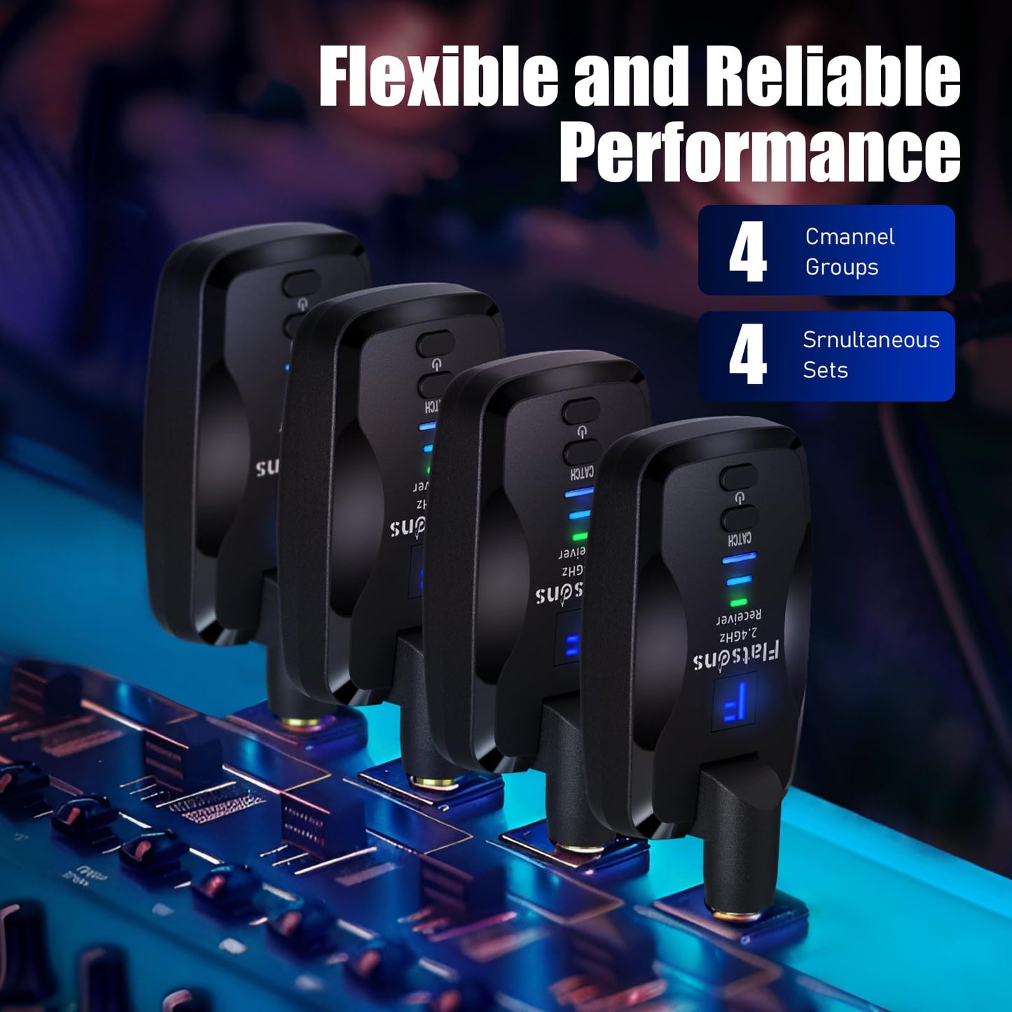FW2D Wireless Guitar System Exclusive Mute Plug, 2.4 GHz Wireless Guitar Transmitter Receiver, 10H Working Cordless Guitar Transmitter Rechargeable USB C for Acoustic Electric Guitar Bass Ukulele etc