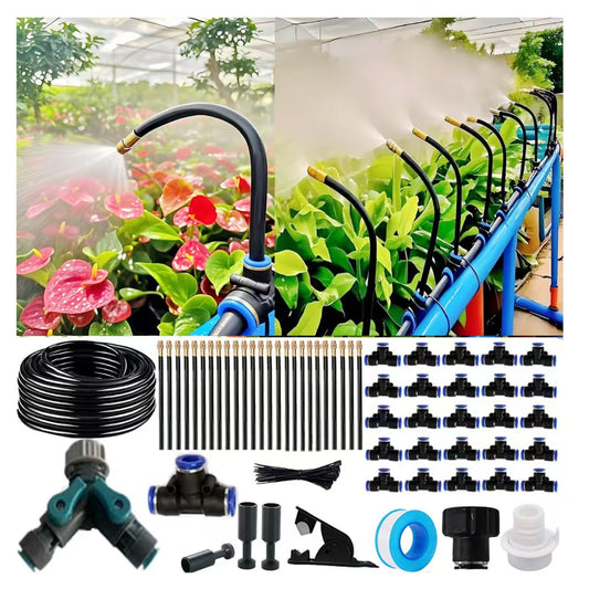 Drip Irrigation Kit,Automatic Garden Watering System with New Quick Connectors and 360-degree Bending Dropper Atomizing Nozzles for Watering System for Garden Plant Lawn Patio. (25 Nozzles)