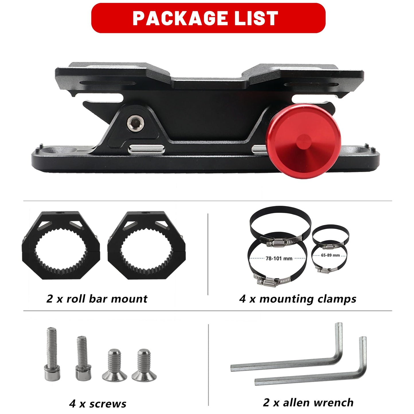 UTV Fire Extinguisher Mount Kit - Adjustable Quick Release Roll Bar Car Fire Extinguisher Bracket Holder for 1.75-2in Roll Bar ATV UTV Polaris RZR SXS Ranger Camper Jeep Can-Am Durable Aluminum Alloy