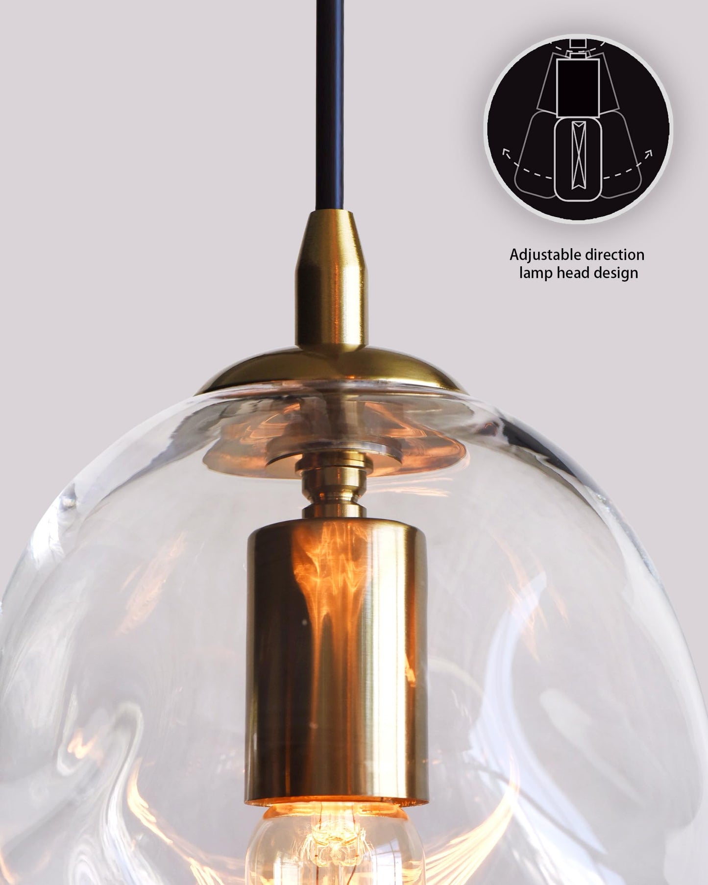 CASAMOTION Modern Glass Pendant Lights Kitchen Island Brass Gold Hardware Organic Globe Industrial Design Over Sink Bar Counter Porch Small Medium Lamp Shade 8 Inch Height
