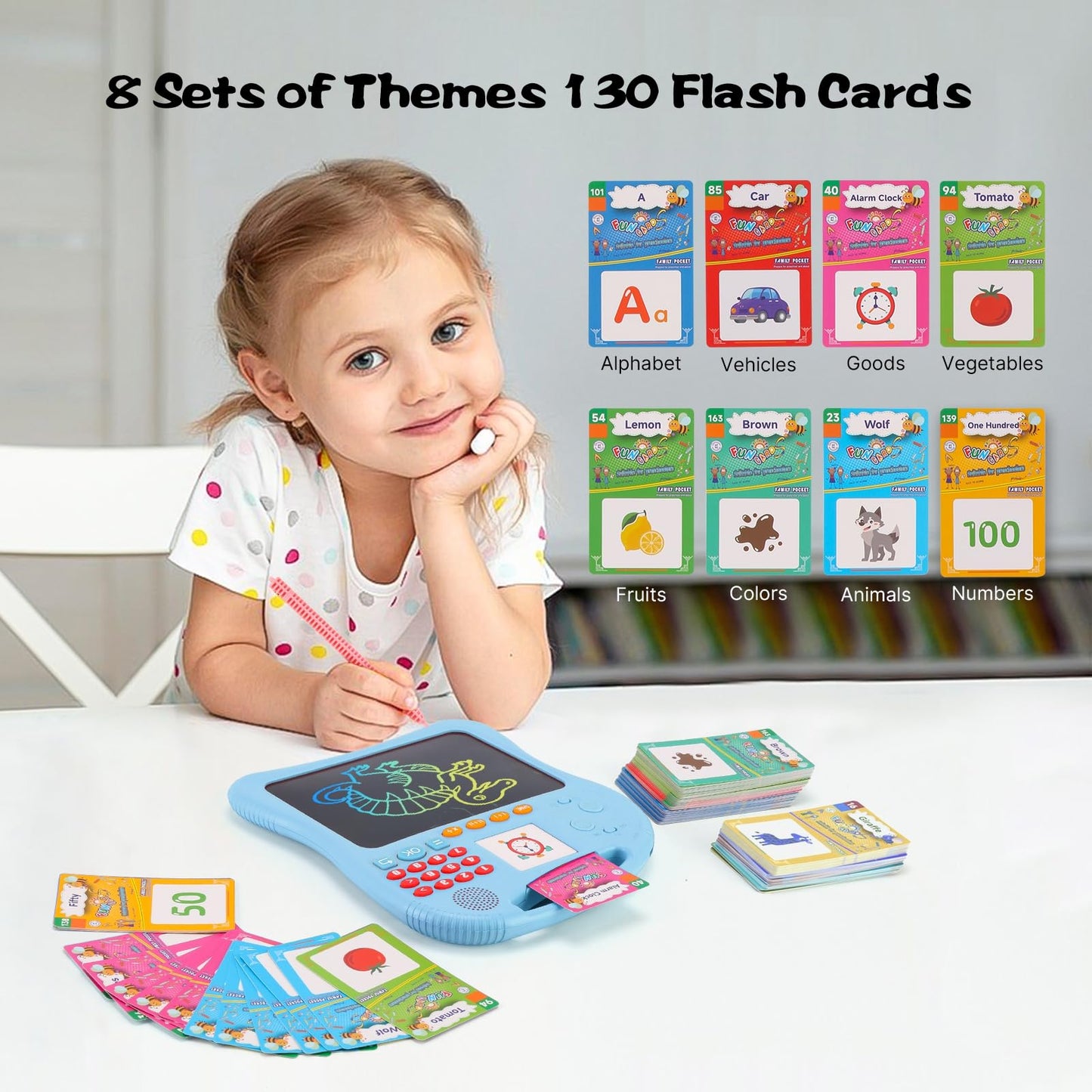 Educational Learning Toys for Kids with Math Games, Talking Flash Cards and Writing Drawing Tablet, Speech Therapy, Autism Sensory Toys, Gifts for