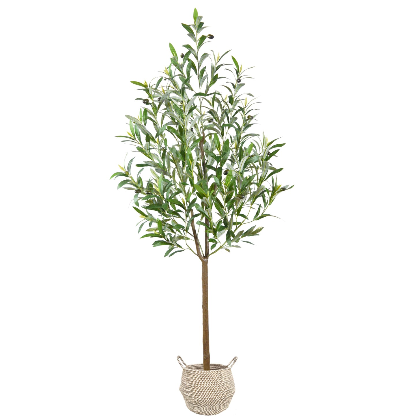 Warmplants Artificial Olive Tree, 5ft Tall Fake Olive Leaves Plant with Basket, Indoor Outdoor Faux Olive Topiary Silk Tree for Home Livingroom Office House Décor