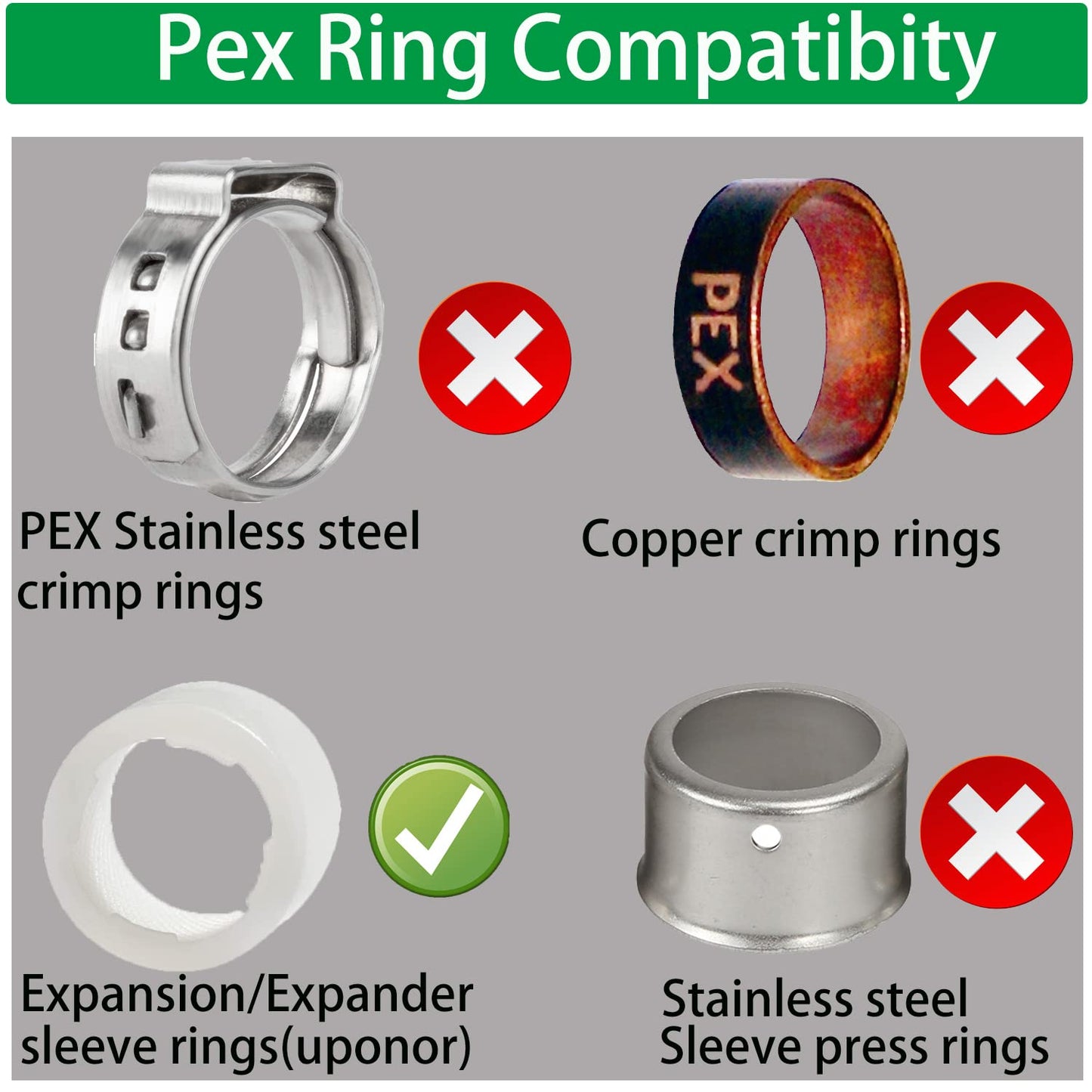 WHK 10 packs Pex-A Copper Stub Out Elbows with Wall Flange 1/2" x 6"