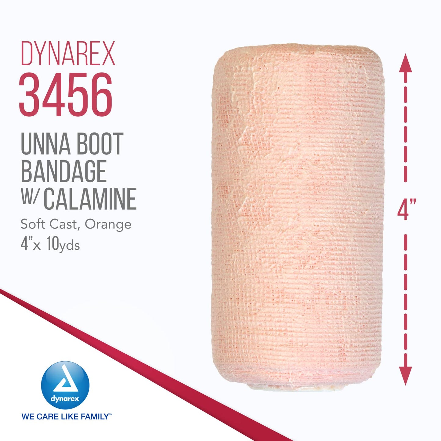 Dynarex Unna Boot Bandage, Compression for Leg Ulcers with Calamine, Soft Cast, White, 4” x 10 yds, 1 Case of 12, Individually Packaged (Packaging May Vary)