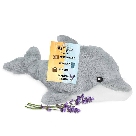 Dolphin - Microwavable & Weighted Plush Stuffed Animal - Heated Plushie for Warmth - Cute, Soft, Cozy Toy for Adults & Children (Boys, Girls, & Toddlers) by Warm Pals