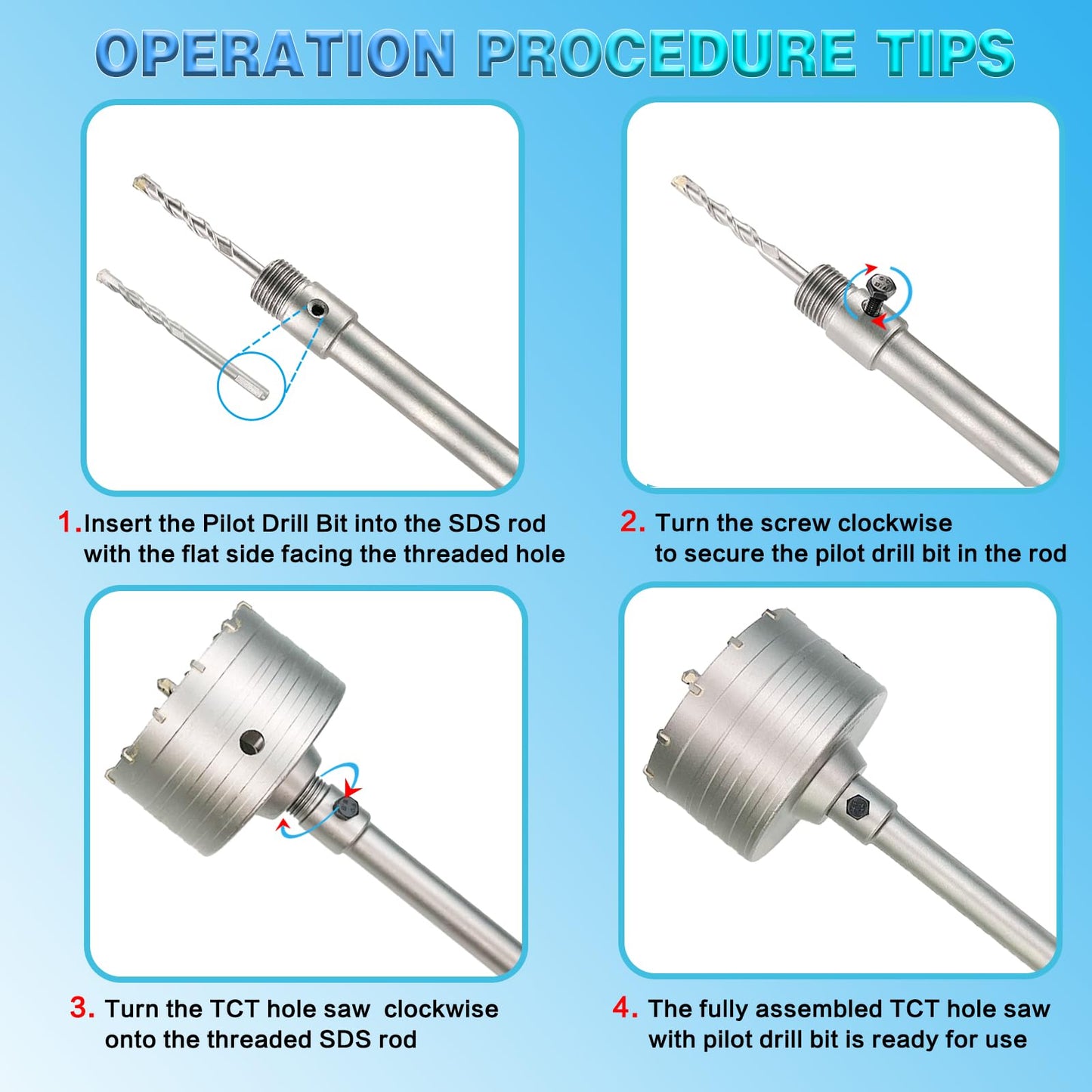 6-5/16" Concrete Hole Saw, 160mm Tungsten Steel Core Bit for Cinder Block, Brick, Rock, Plank Walls for Pipes or mini Split Lines, with SDS Plus Shank and 2 Center Positioning Drill Bits.