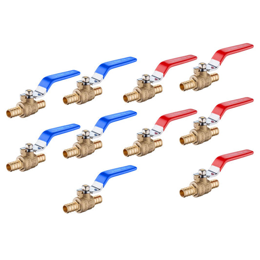 (Pack of 10) EFIELD 3/4 Inch Pex Brass Full Port Shut-off Ball Valve for Hot and Cold Water, UPC Certified,(VALVE013)