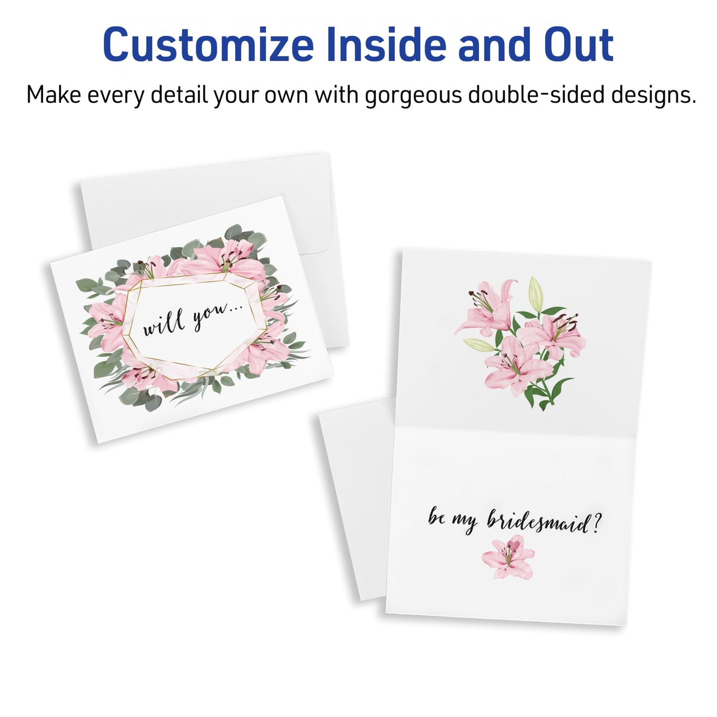 Avery Printable Note Cards, Envelopes Included, 4.25" x 5.5", Textured White, Laser & Inkjet Compatible, 50 Blank Cards per Pack, Great for Product Branding, Marketing, and More (2 Packs of 5813)