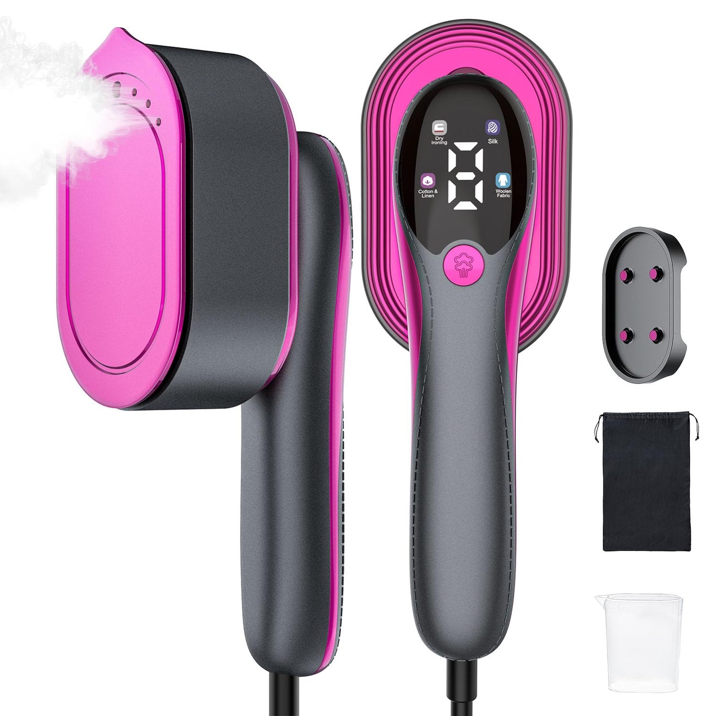 Travel Steamer for Clothes: 1200W Portable Handheld Travel Steamer with LED Display, 10S Fast Heating, 110ml Big Capacity, 2-in-1 Garment Mini Steamer Iron for Travel, Business, Home 110-120V