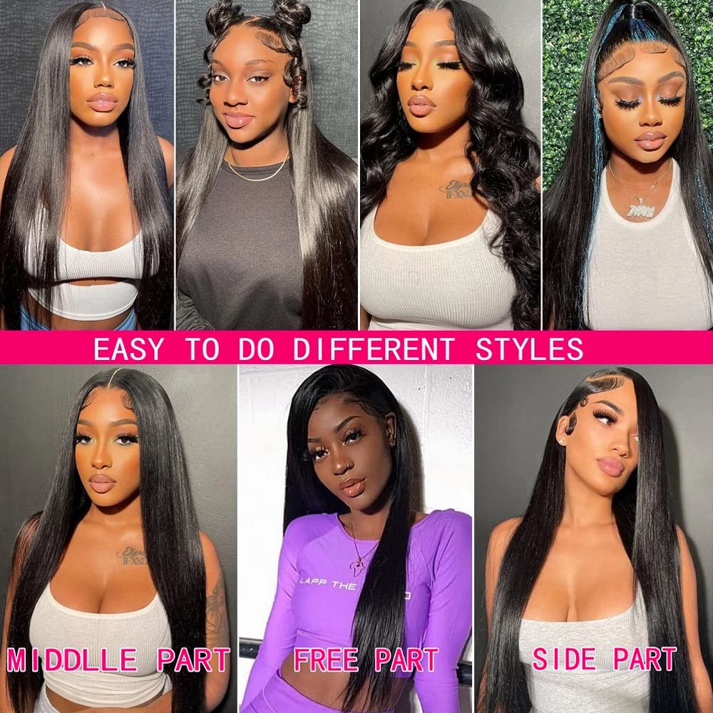10A Straight Bundles with Closure Human Hair 20 22 24+18 Brazilian Human Hair Bundles with Closure 100% Unprocessed Virgin Straight Hair Weave 3 Bundles with Lace Closure 4x4 Free Part Natural Color