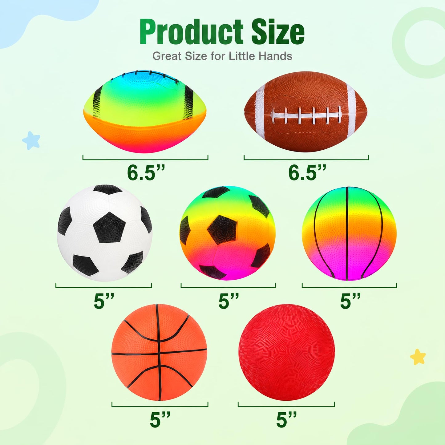 Innotoys Kids Playground Balls, 5 Inches Sports Ball Rubber Dodge Ball Kick Ball for Toddlers 1-3, Indoor Outdoor Balls Game Gifts for Boys Girls 2 3 4 5 6 Years Old (7 Pcs Balls)