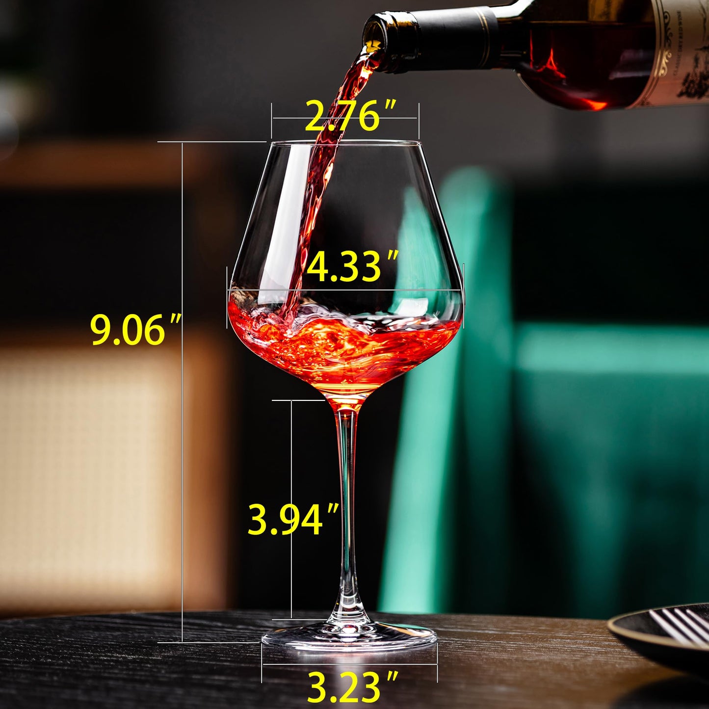 NORIMODA Wine Glasses Set of 4, 22oz Large Red Wine Glasses for Bordeaux & Burgundy, Lead-Free Glass with Stem, Gift for Him Her, Suitable for Home Bar, Hosting, Birthday, Wedding & Christmas