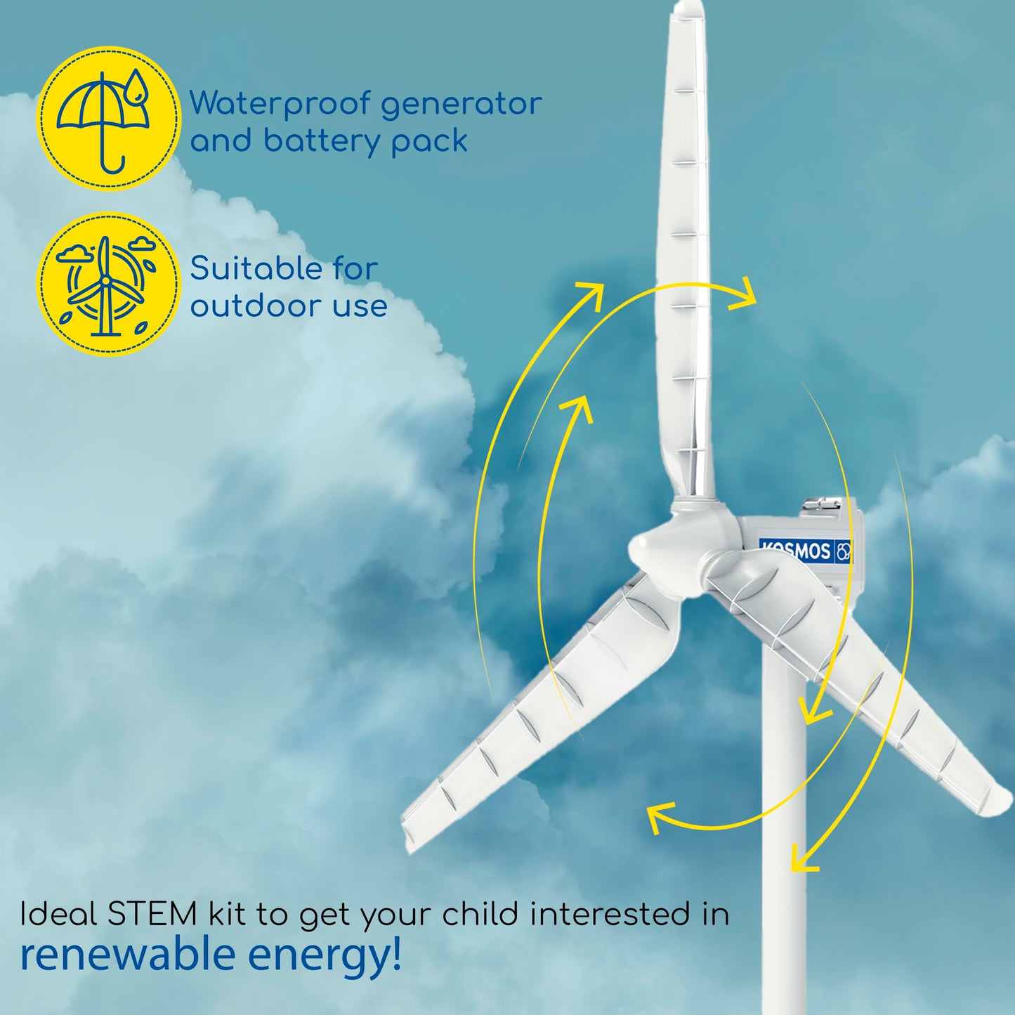 Thames & Kosmos Wind Power V4.0 STEM Experiment Kit | Build a 3ft Wind Turbine to Generate Electricity | Learn About Renewable Energy & Power a Small Model Car | Weatherproof for Outdoor Use