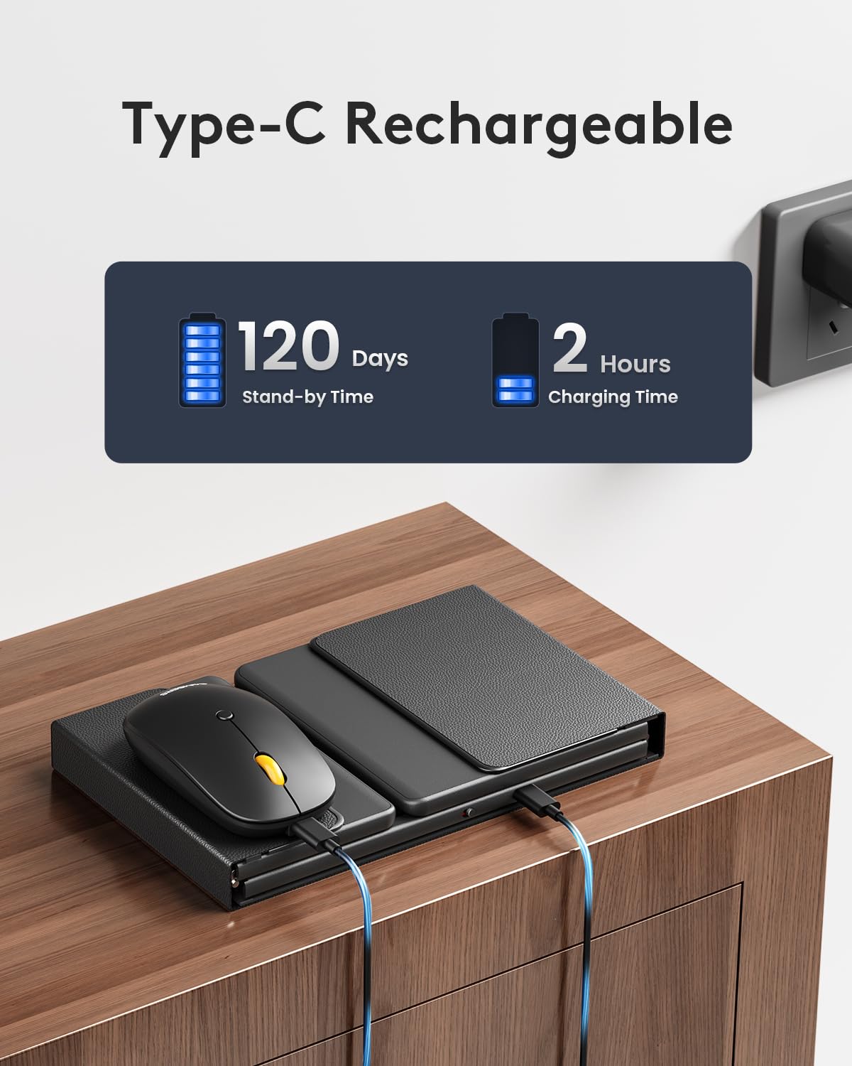 Foldable Keyboard and Mouse, Samsers Folding Bluetooth Keyboard Mouse Combo, 2.4G + BT5.0 x 2, Full-Size Portable Travel Keyboard & USB-C Rechargeable Wireless Mouse for iOS Android Windows Mac OS