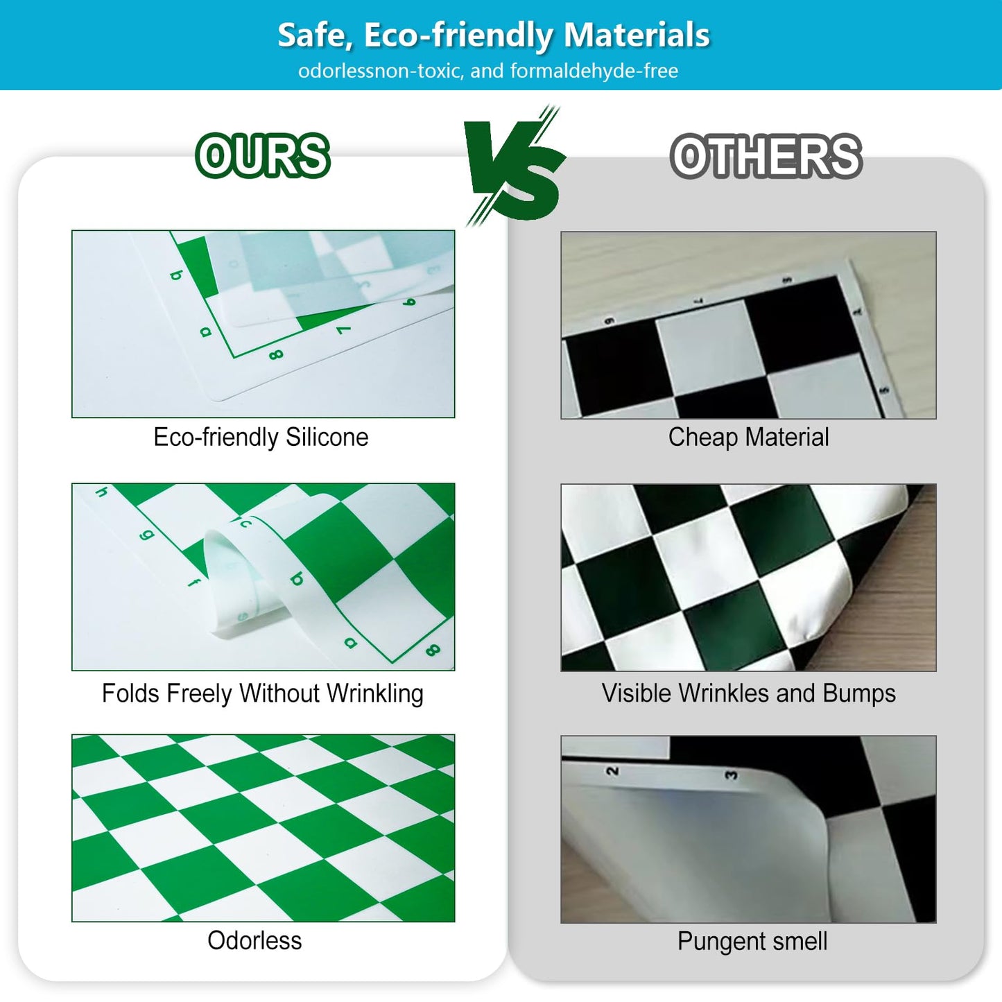 Travel Chess Set 20'' Silicone Chess Board-3.75'' King Height Plastic Piece, Extra Queens & Storage Bag, 2 in 1 Portable Chess & Checker Board Games for Teens and Adults