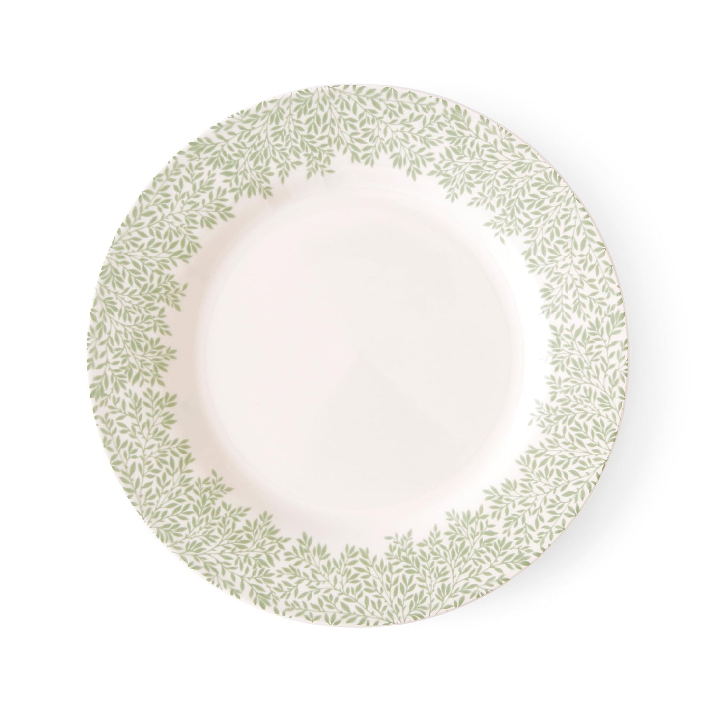 Spode Morris & Co Standen 11-Inch Dinner Plates, Set of 4 - Earthenware Dinnerware with Green Leaf Border Design, Microwave, Dishwasher, Freezer Safe - Elegant Tableware, Made in England