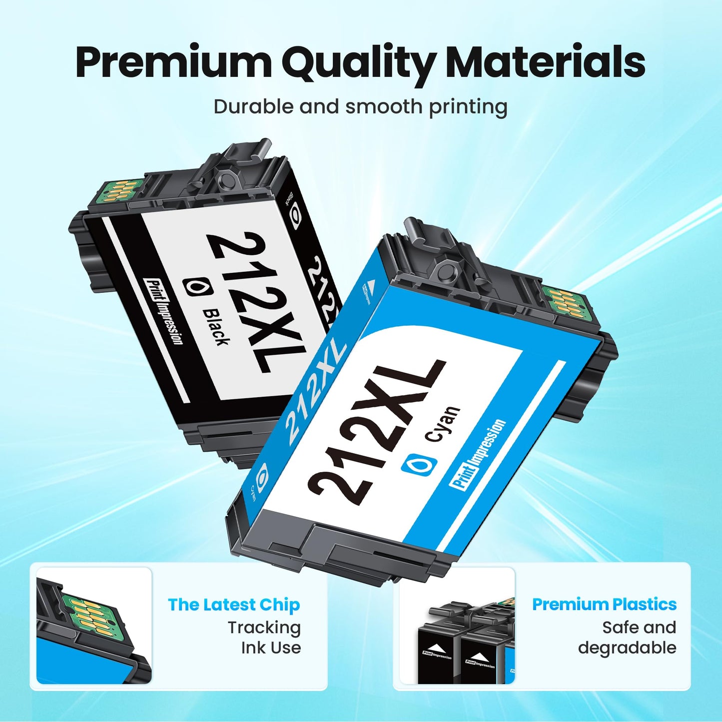 PrintImpression 212XL Ink 212 XL High Capacity Combo Pack T212 T212XL Remanufactured for Epson 212 Ink Cartridges for XP-4100 XP-4105 WF-2830 WF-2850 (2 Black, 1 Cyan, 1 Magenta, 1 Yellow, 5 Pack)