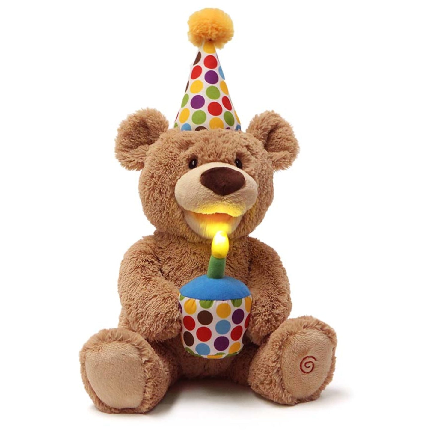 GUND Happy Birthday Teddy Bear Bear Animated Plush Toy, Glow-in-The-Dark Singing Stuffed Animal, Brown, 10”