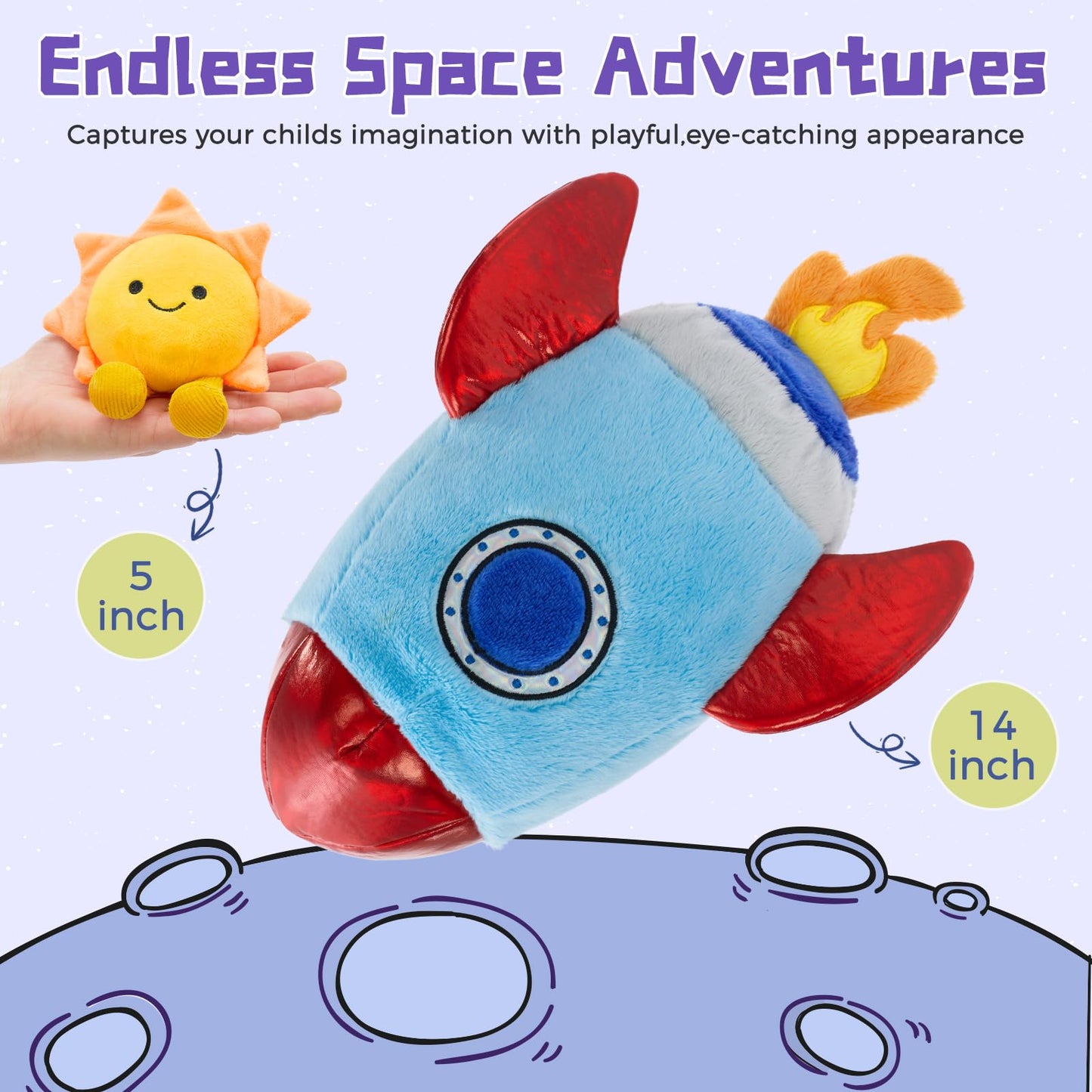 Muiteiur 6 Pcs Rocket Planet Stuffed Set