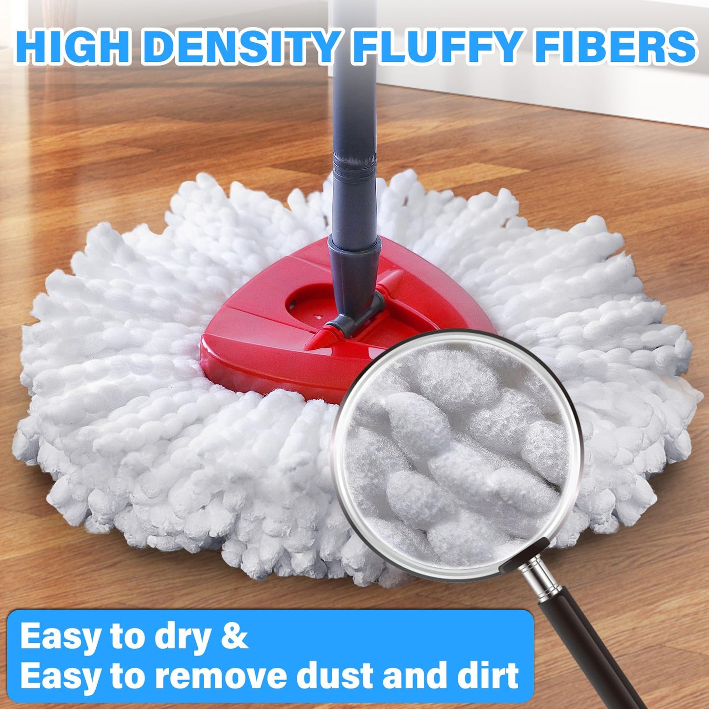 Mop Replacement Heads for O Cedar: Mop Replace Head Easy Wring Spin - Mop Heads Replacements Easy to Clean Install and Replaceable Mop Head Machine Washable (15 Pack)