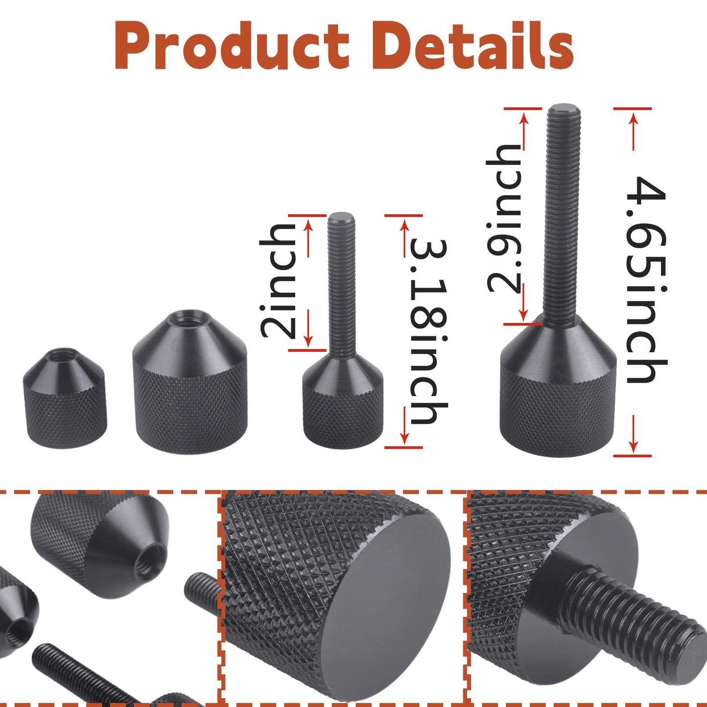 CNRAQR 4 Pcs Aluminium Flange Two Hole Alignment Pins - 1-1/8" and 1-5/8" Detachable Double Hole Pins - Black