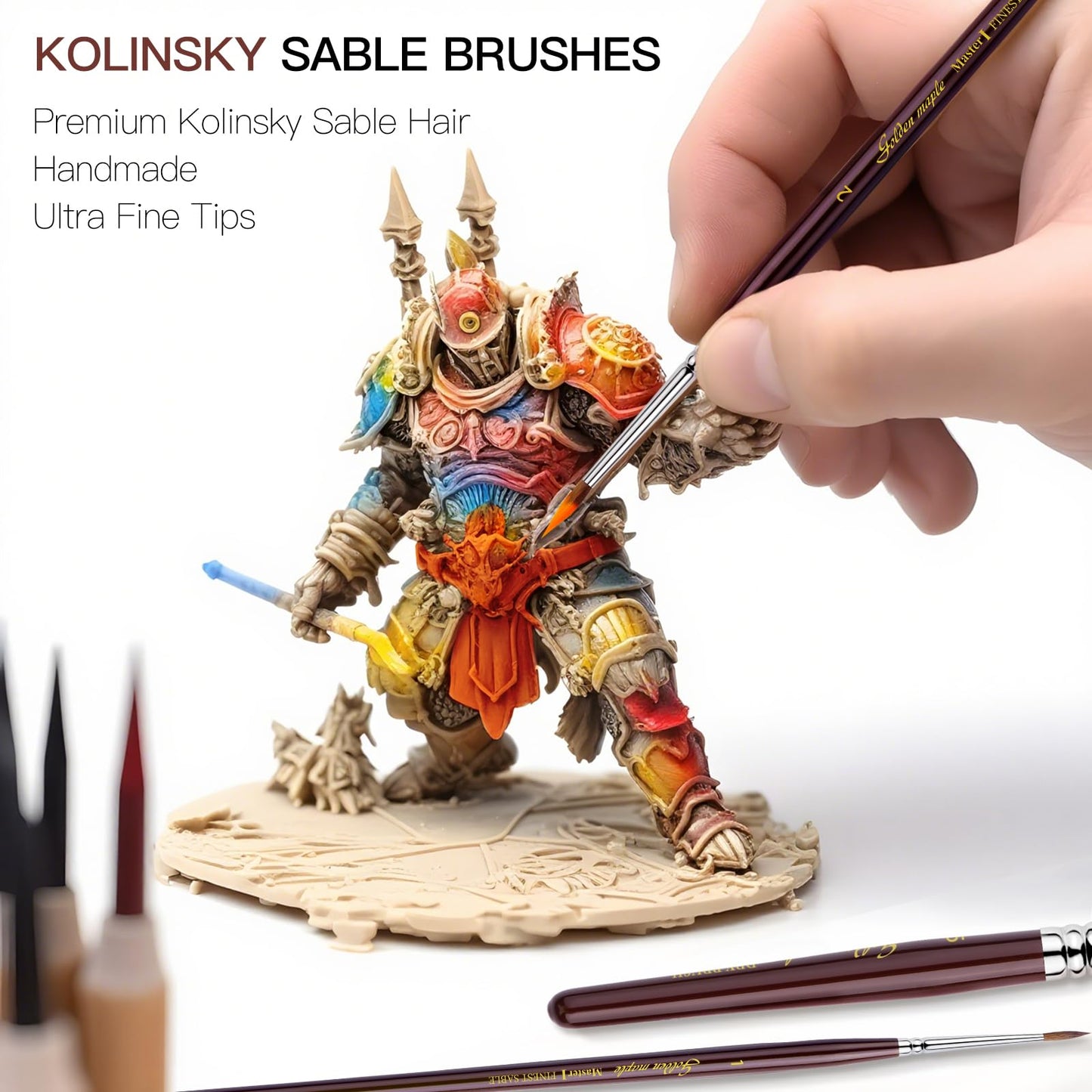 Kolinsky Sable Miniature Brushes Drybrushes for Miniature Set 7 pcs Paint Brushes for Miniature Oil Acrylics Model Paint Brushes #3, 5, 6