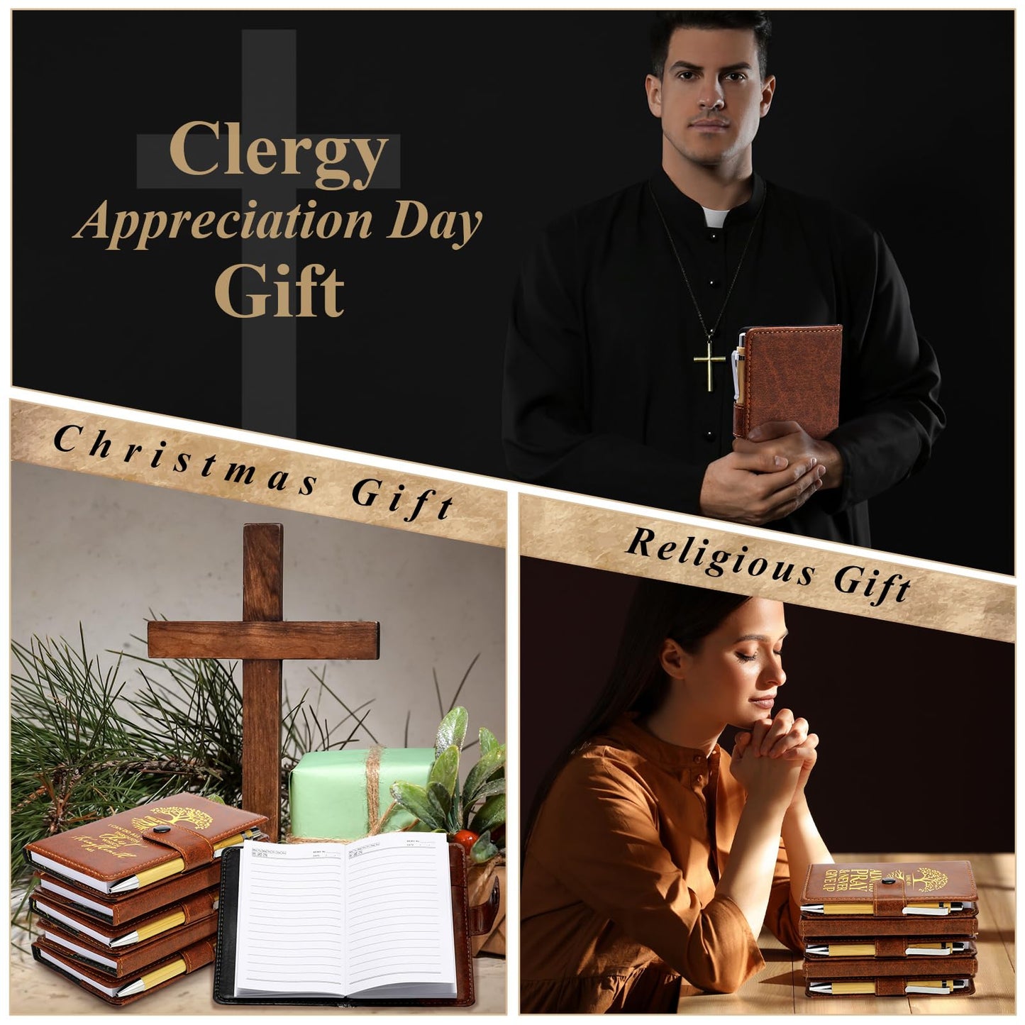 Spakon 60 Pcs Father's Day Christian Gifts Bulk Leather Prayer Journal Religious Scripture Notebook with Bible Verse Pens for Graduation Coworker Women Men Church Members (English Tree of Life)