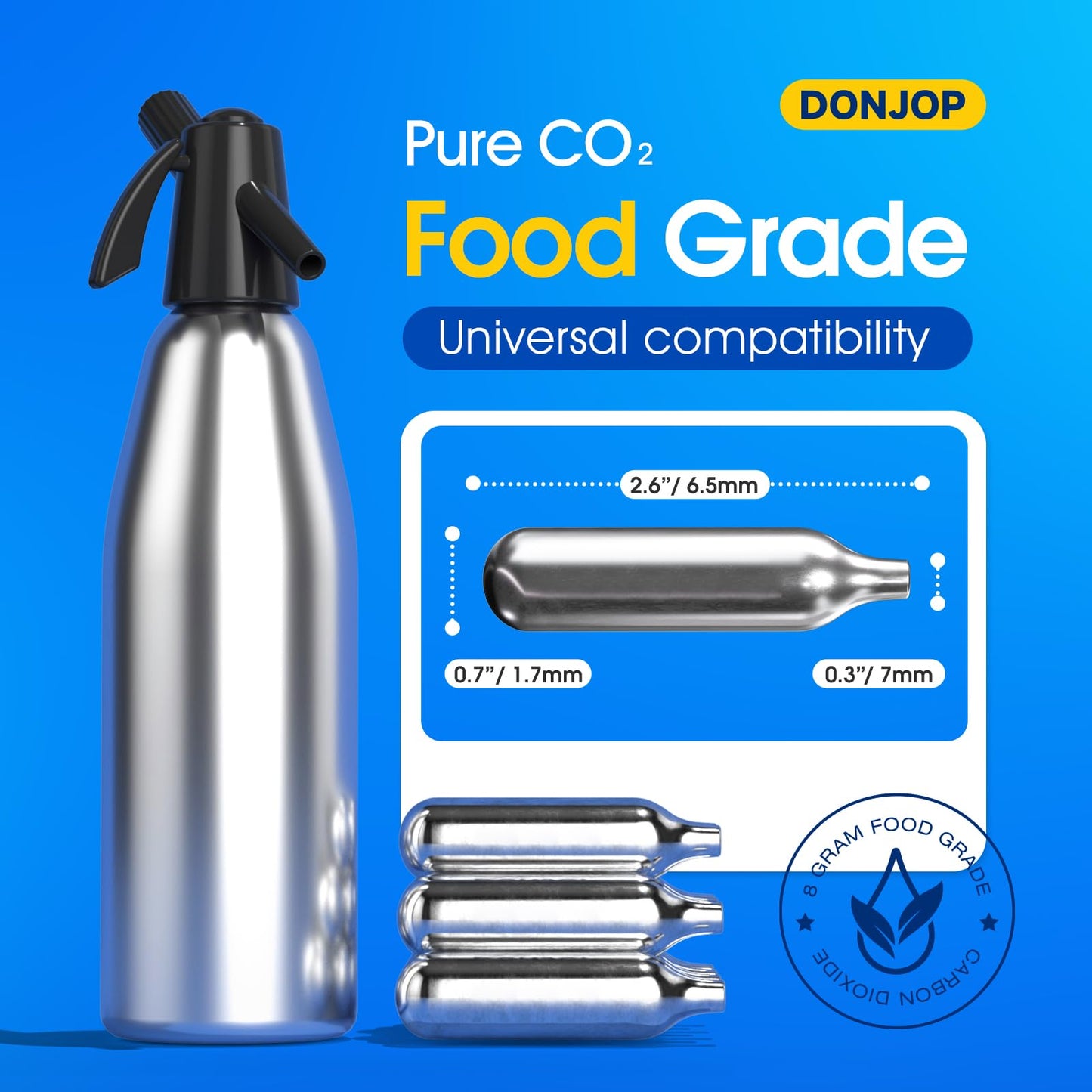 30 Pack 8G CO2 Cartridges,CO2 8G Soda Cartridges for Soda Maker Food Grade Seltzer Water Cartridges Non-Threaded Soda Chargers Compatible With Soda Siphons,Food Grade CO2 Cartridges