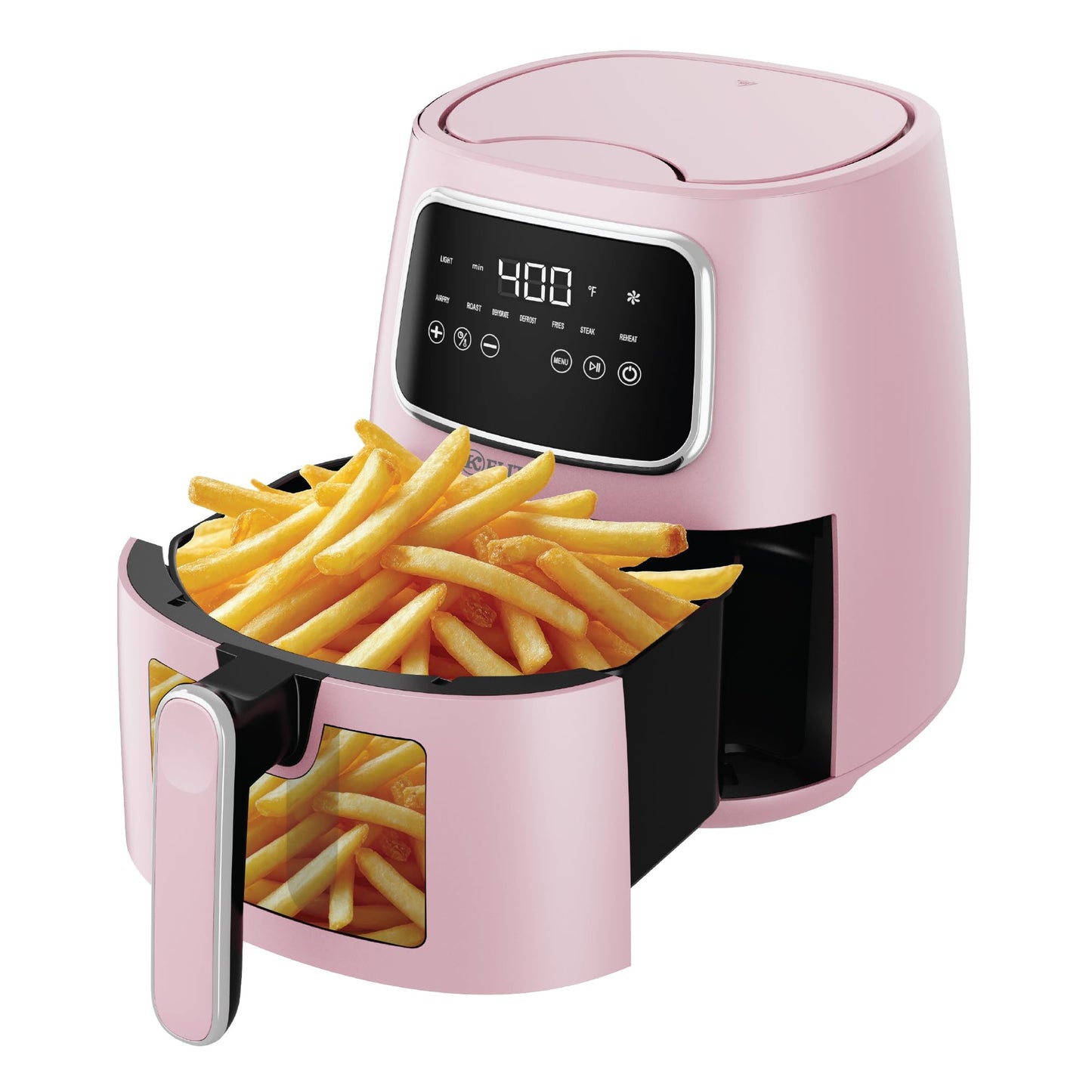 Kitchen Elite 5.5 Qt. Digital Air Fryer, Countertop Cooker with LED Screen, Presets for Air Fry, Roast, Dehydrate, Defrost and Reheat, Pink