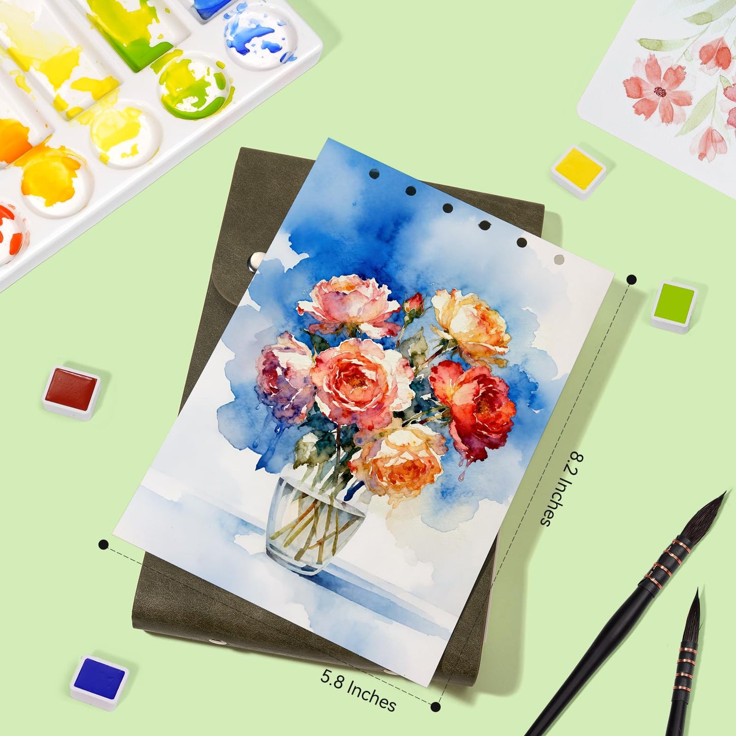 Lightwish Watercolor Sketchbook,300gsm/140lb 100% Cotton Hot Press Watercolor Journal, Acid Free Watercolor Paper for Artists,Adults,Students,20 Sheets,Paper 5.5 * 8.2 Inches