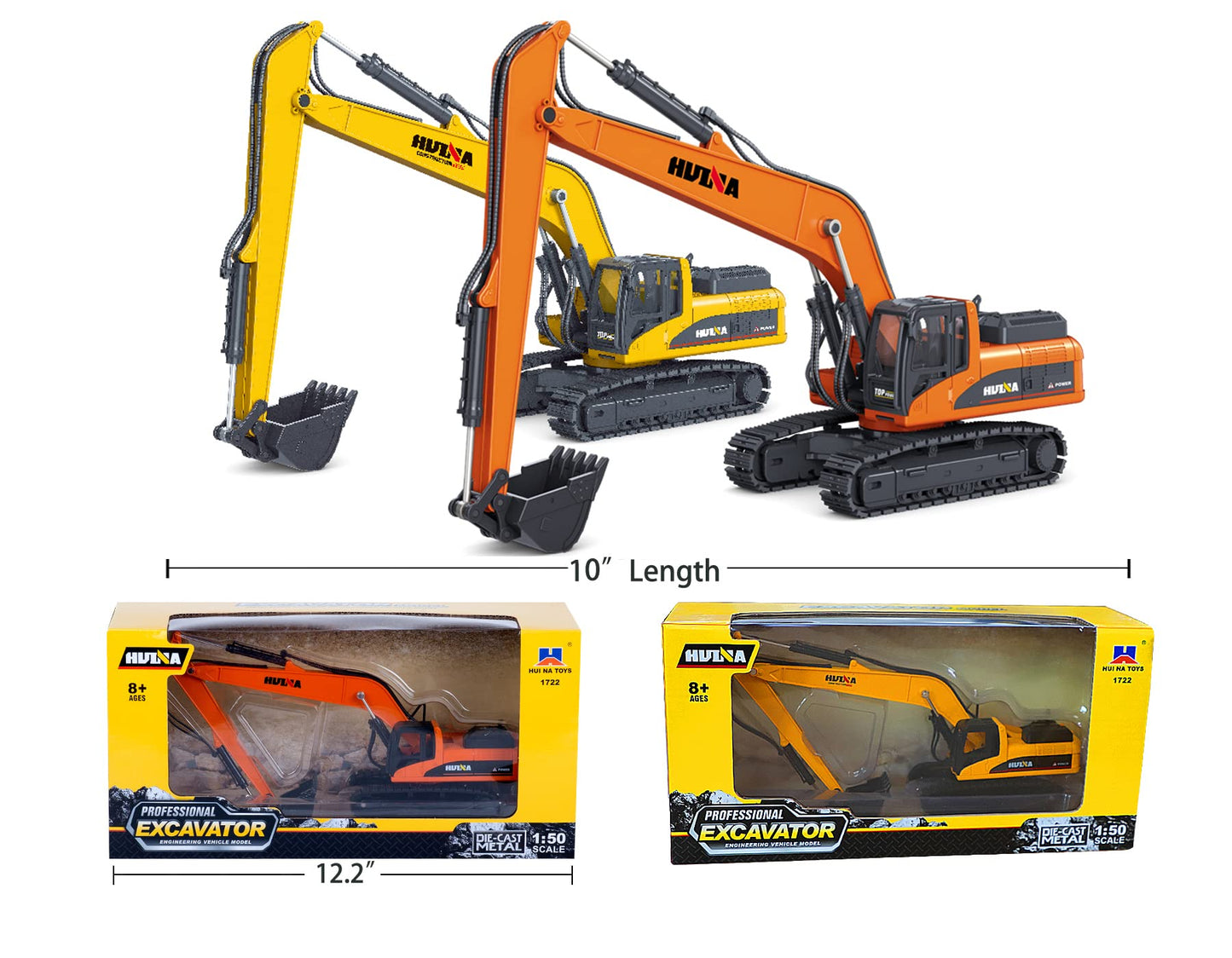 1PC Long Reach Excavator Toy for Kids, Heavy Duty Construction Vehicle Digger Toy, 360-degree Rotatable Driver's Compartment, Multi-jointed Movable Tracked Vehicle for Kids Gift (Orange)