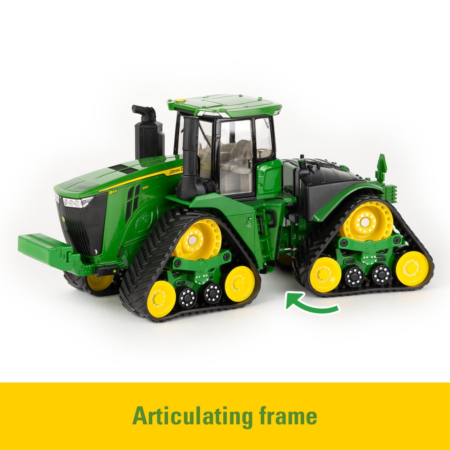 ERTL John Deere 9RX 590 Tracked Tractor Toy - 1:32 Scale - Plastic and Die-Cast Construction - with Articulated Steering and John Deere Graphics - Kids Farm Toys - Ages 3 Years and Up