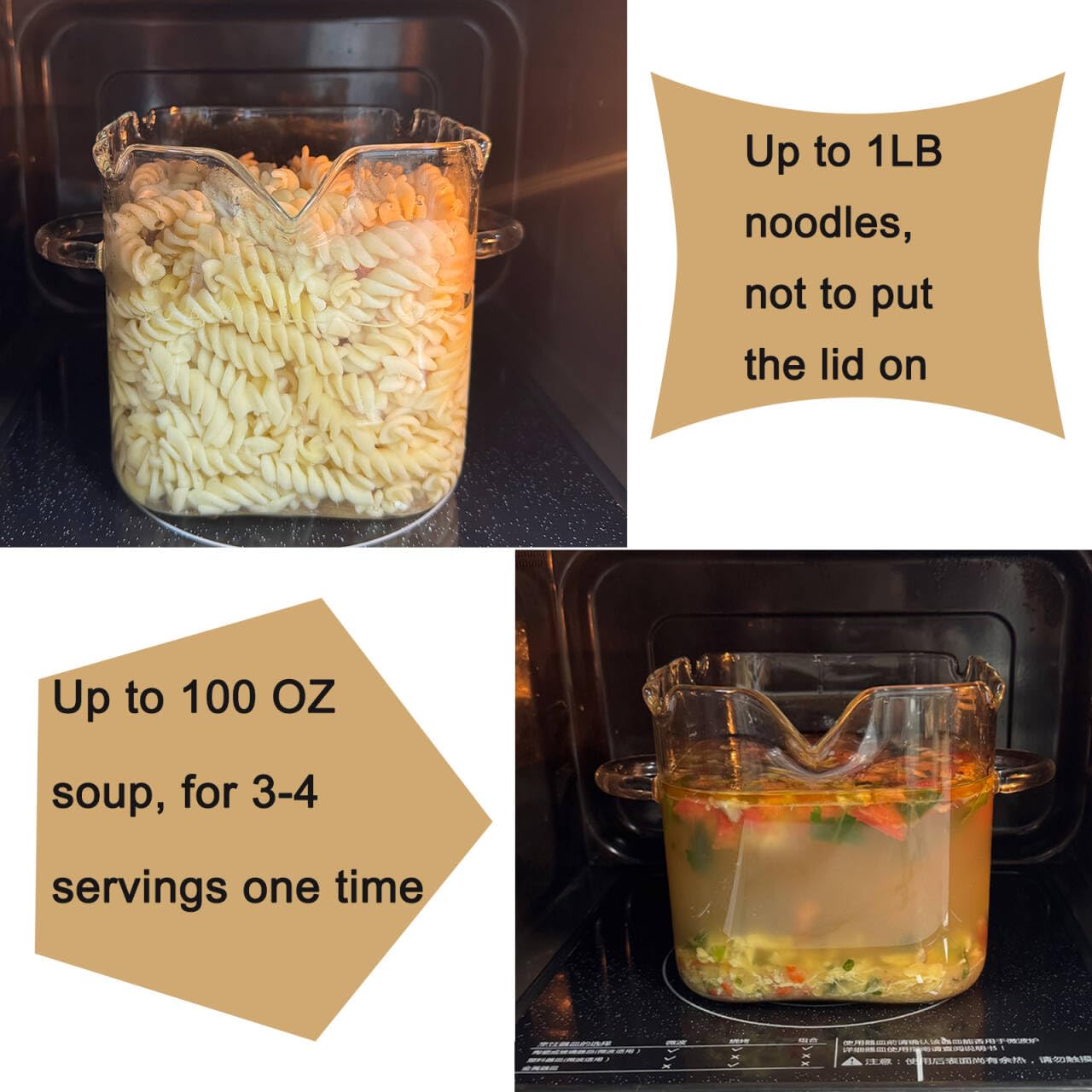 Glass Microwave Bacon Cooker, Silicone Lid, 4 Glass Skewers, 100oz