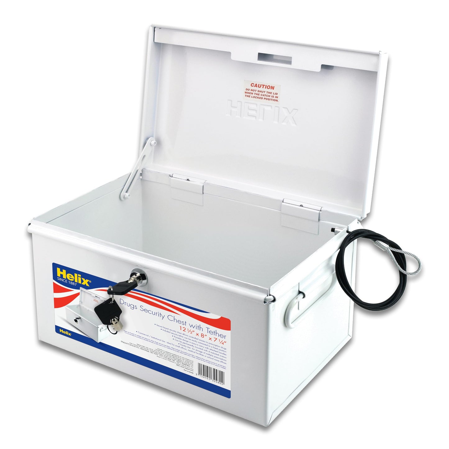 Helix All-Metal Lockable Drugs Security Chest, Includes Metal Tether and Mounting Hardware, (132480)