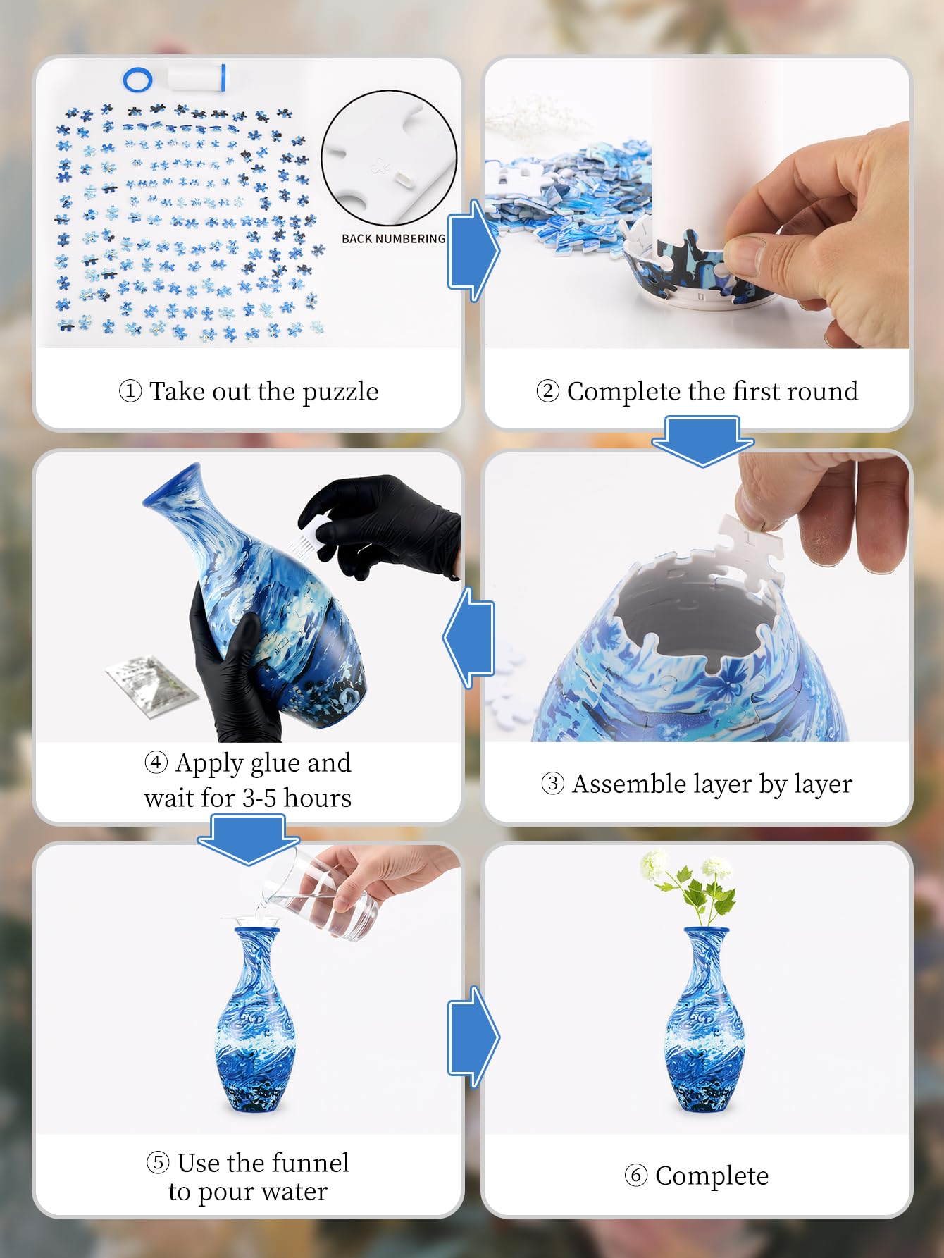3D Puzzles Vase for Adults, 160 Pieces Curved Plastic Unique Flower Vase Puzzle Crafts for Flower Arrangements and Home Office Decor Gift Birthday Gifts for Women, Mother'Day (Autumn)