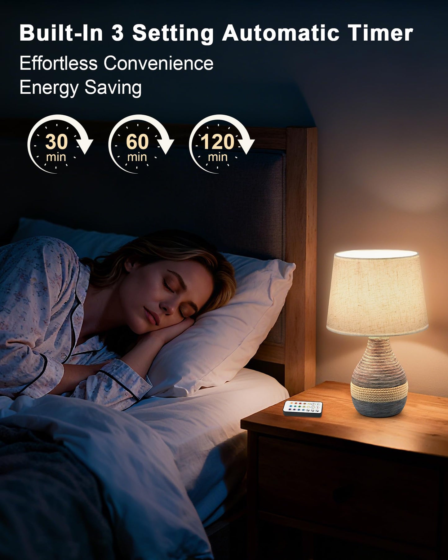 UMEXUS 13” Small Ceramic Cordless Table Lamp with Timer, Dimmer, Linen Shade, Remote Control, Rechargeable Battery Light for Patio Nightstand Kitchen Counter Living Room Side Table, Bulb Included