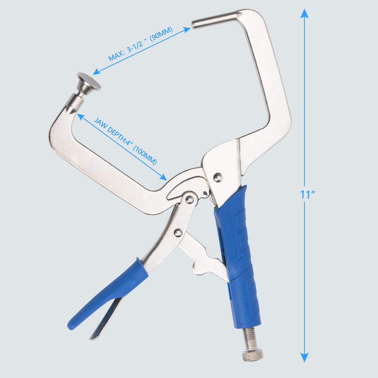 DRAGONITE Pocket Hole Clamp, Quick Release 11 inch Right Angle Clamp Set, 90 Degree Corner Clamps For Woodworking And Pocket Hole Joinery, 2-Piece