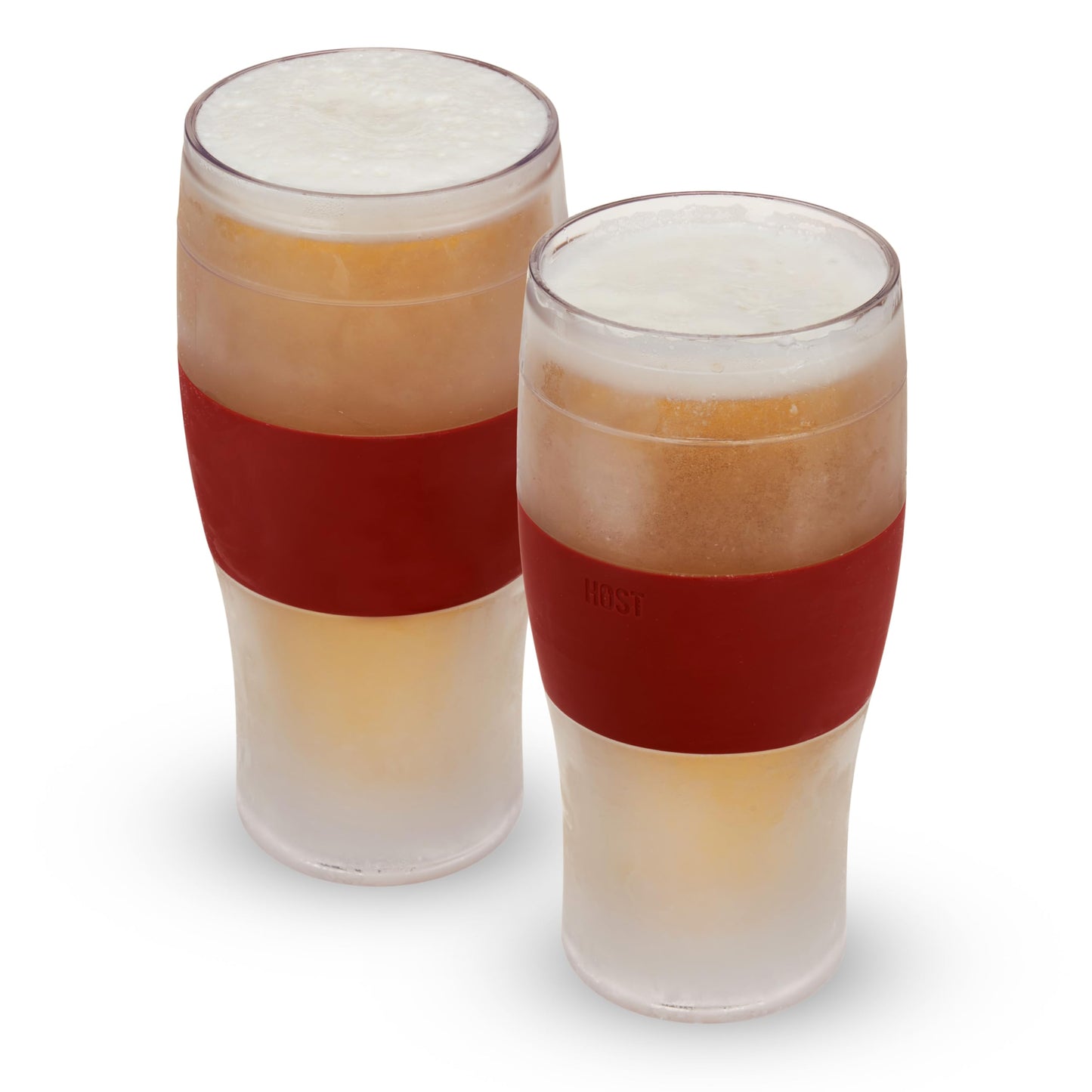 Host FREEZE Beer Glasses, Frozen Brew Mugs, Freezable Pint Glass Set, Insulated Beer Glass to Keep Your Drinks Cold, Double Walled Insulated Glasses, Gift for Dad, 16oz, Set of 2, Crimson Red