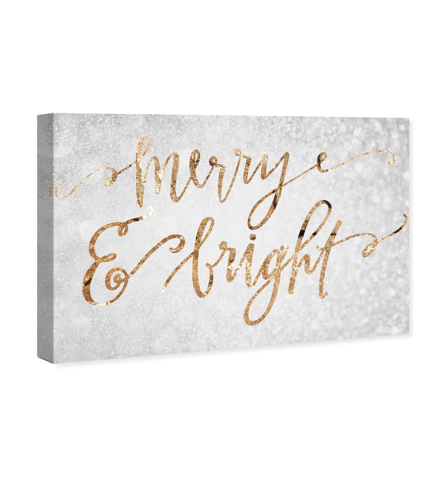 Wynwood Studio Holiday and Seasonal Wall Art Canvas Prints 'Merry & Bright' Christmas Home Décor, 30" x 20", Gray, Gold