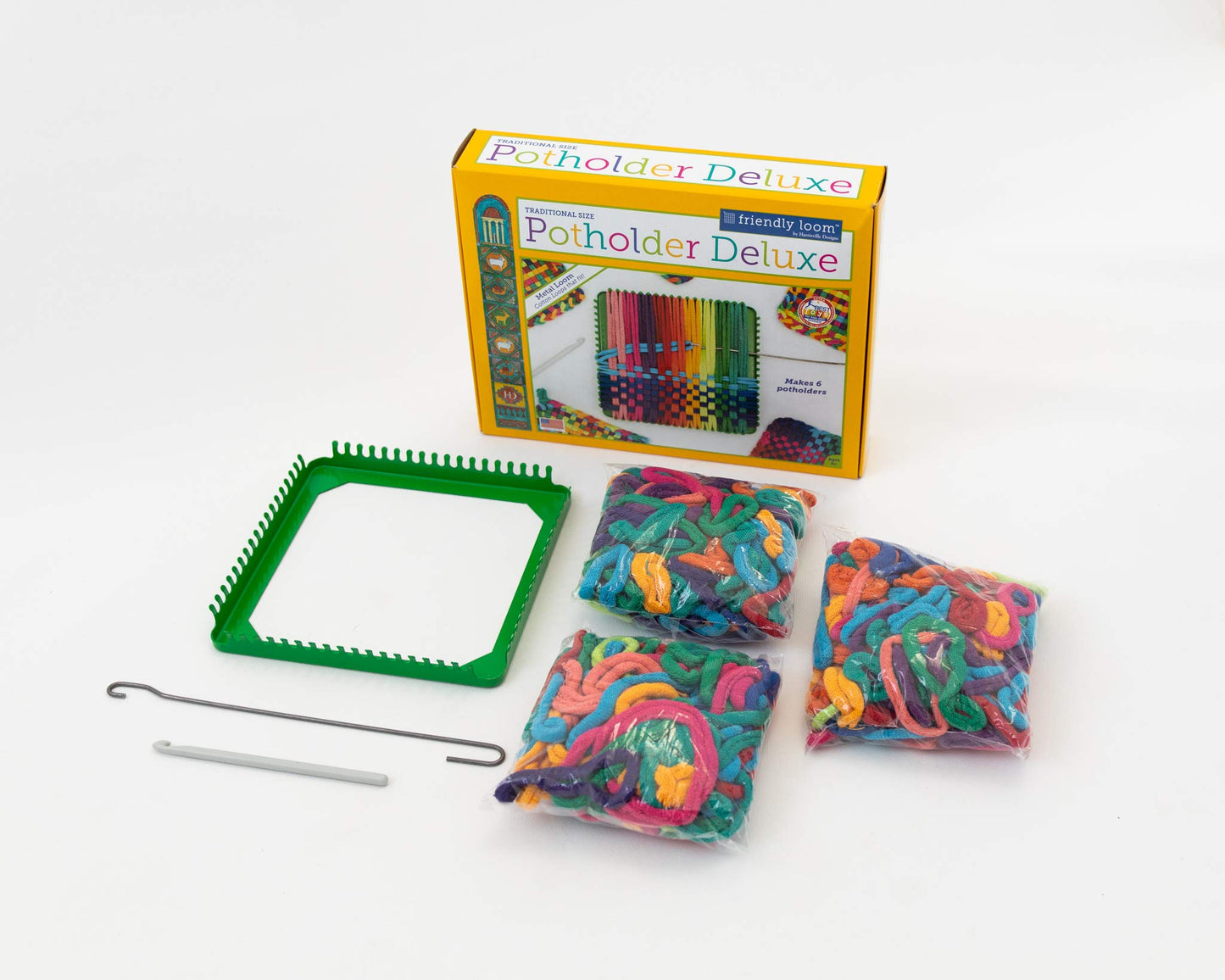 Friendly Loom | 7" Traditional Potholder Loom Kit Plus | Craft 6 Cotton Potholders