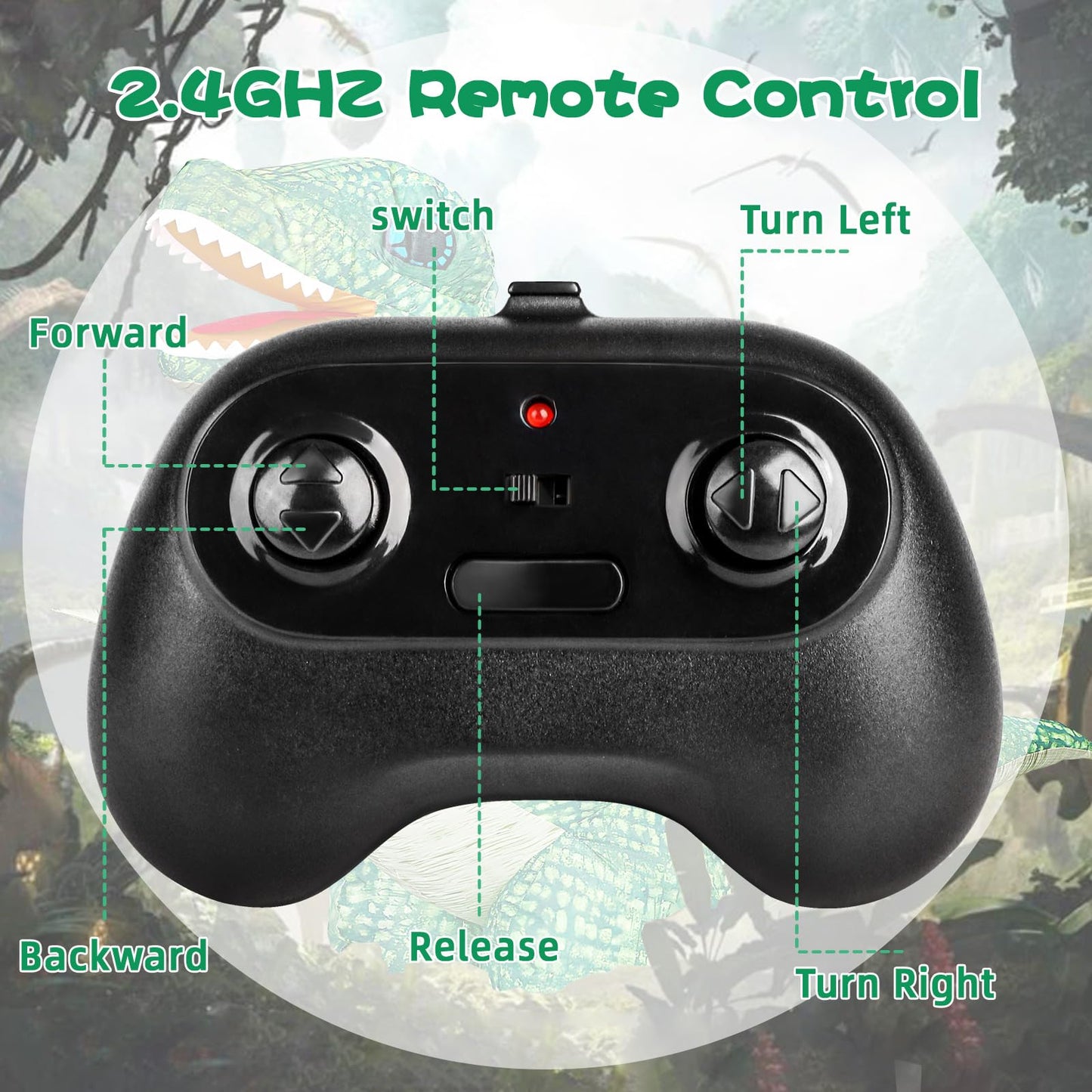 Jovow 2.4GHZ Remote Control Inflatable Dinosaur Toy for Kids,Electric Toy Dinosaur with 360°Rotation,Forward & Backward,Rechargeable Walking Dinosaur Toy for Boys Kids Age 6-8 8-12 Birthday Gifts