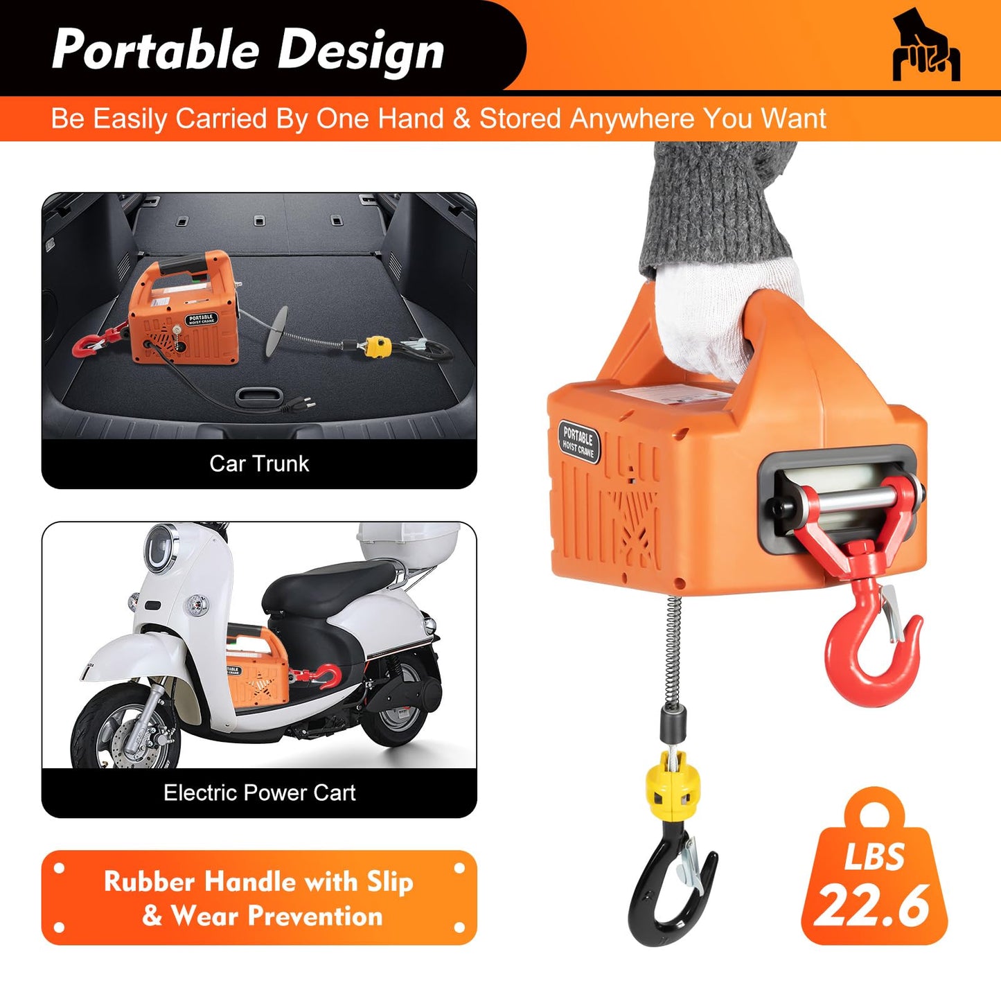 2300LBS/1T Electric Hoist Winch Portable Electric Power Winch New Upgrade Electric Hoist Crane w/Overload Protection 38ft Lifting Height for Attic Pro Utility Lift,3 in 1 Control Method