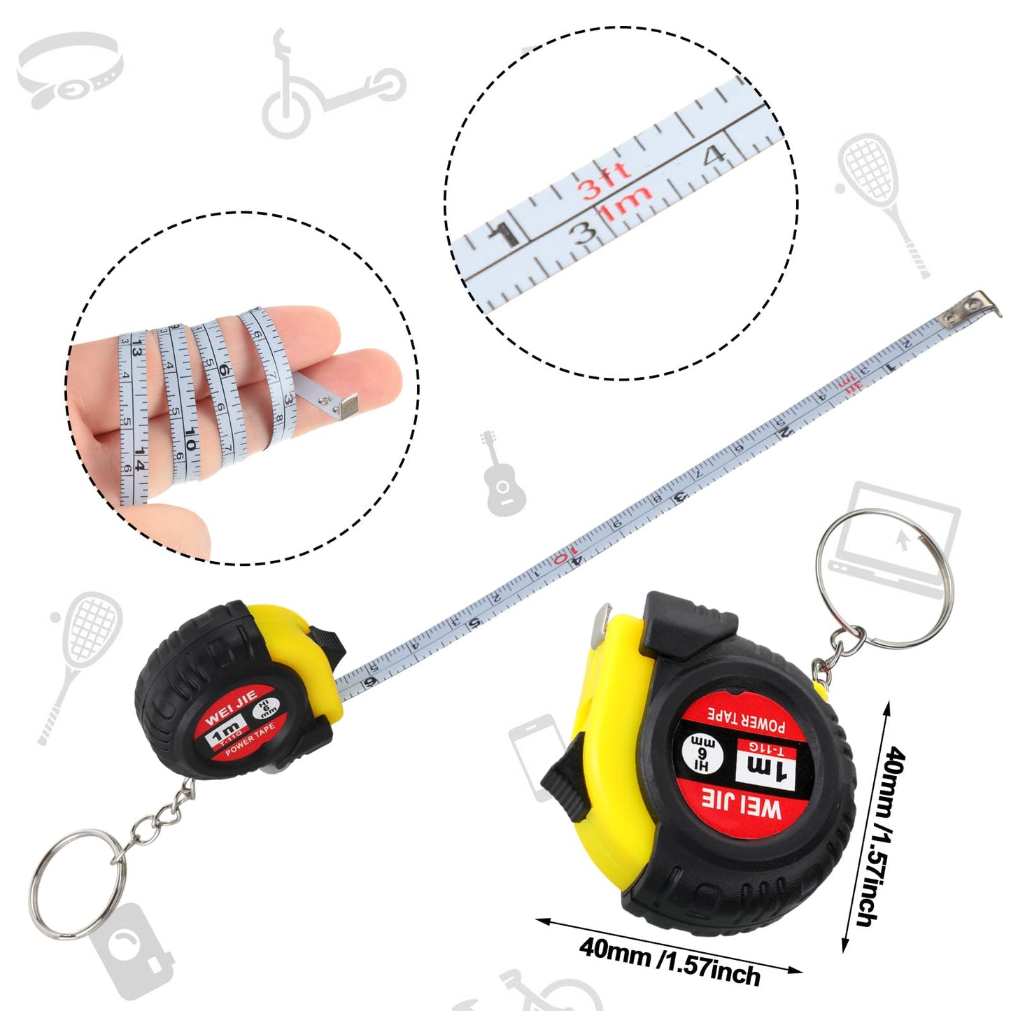 Jutom 48 Pcs Mini Tape Measure Keychain Bulk Mini Screwdriver Keychain Set for Adult Men Party Favors Tool Fathers Gifts