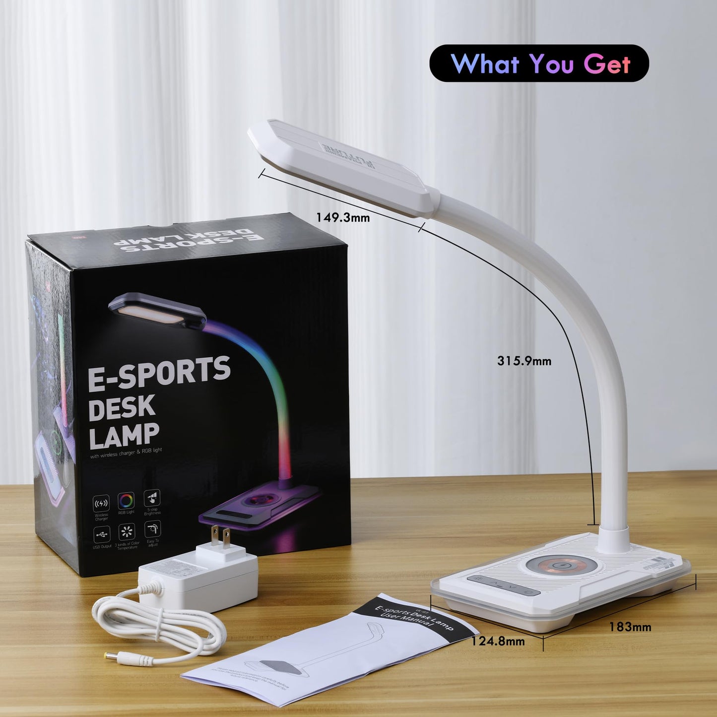 WILIT LED Desk Lamp with Wireless Charger, Interactive RGB Color Changing Gaming Lamp with USB Charging Port, Touch Control Table Lamp,Reading Lamp, Desktop Lamp for Home Office,Birthday Gifts