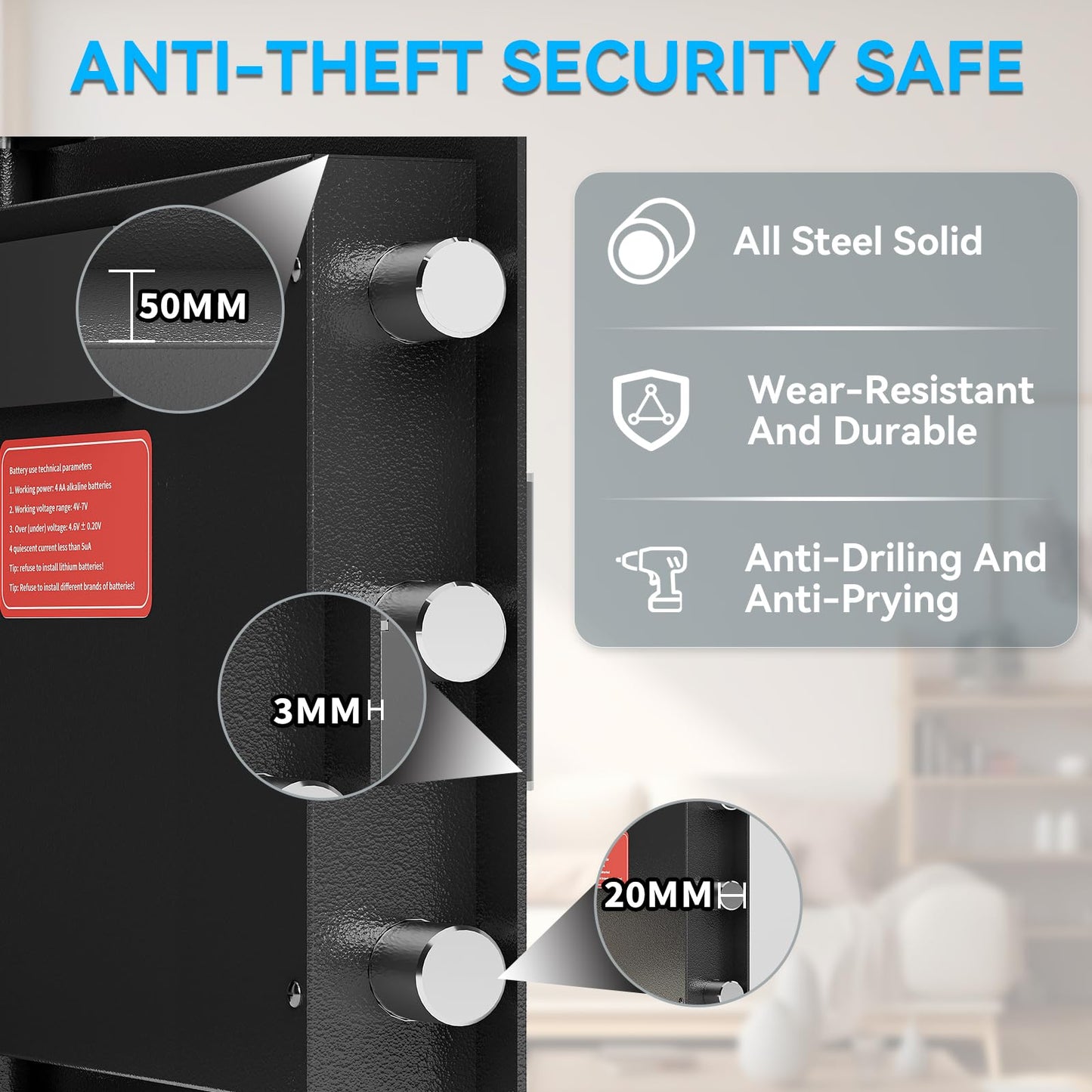 1.8 Cub DropSafe with Front Drop Slot - Fireproof Digital Security Safe Box with Combination Lock for Cash and Documents - Silent Safe for Business Office Home