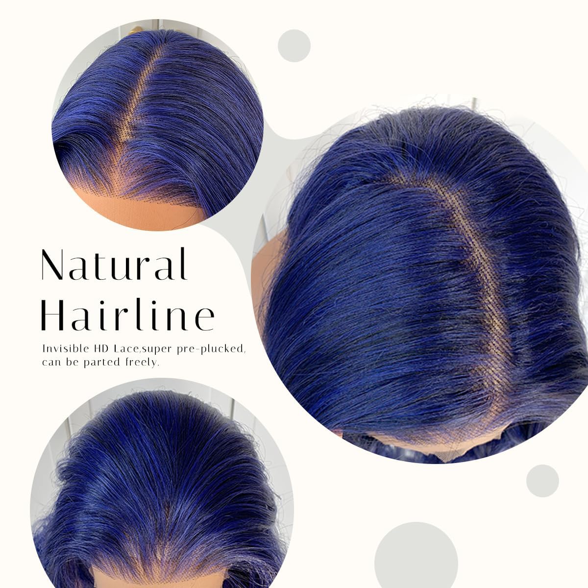 BlackSwern Dark Blue Wig 13x6 Synthetic Lace Front Wig,HD Lace Pre-Plucked Navy Blue Lace Frontal Wig,26inch Body Wave Wigs 200 Density,Pre-Plucked PLUS 1.5’’Hairline+ Flat Iron Relaxed Free Part