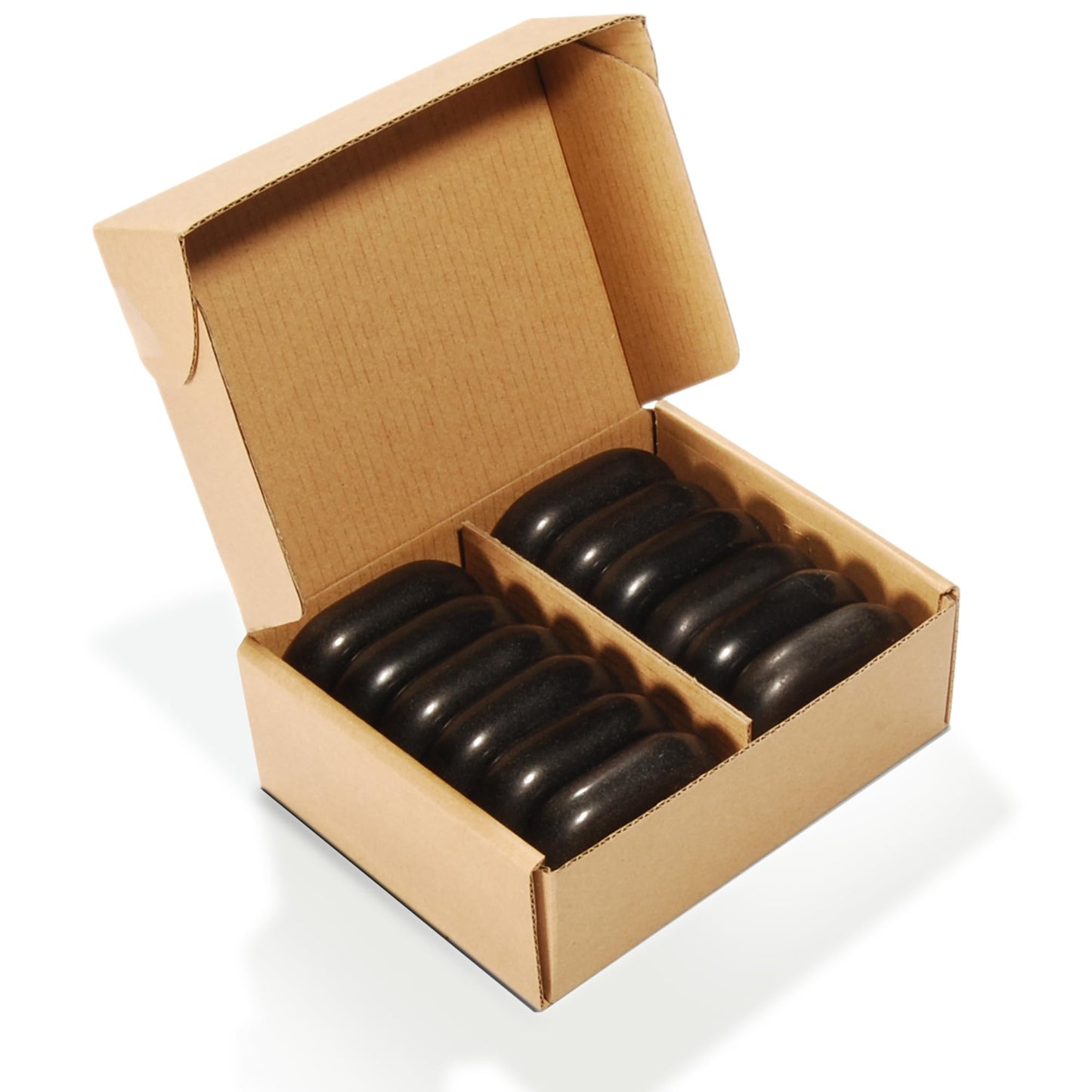 Master Massage 12-Piece Middle Sized Ovular Black Lava Hot Stone Massage Set –Medium Size Oval Stones 2.6" x 1.9" x 0.7" - Natural Basalt Stones for Spa, Salon, and Professional Massage Therapy