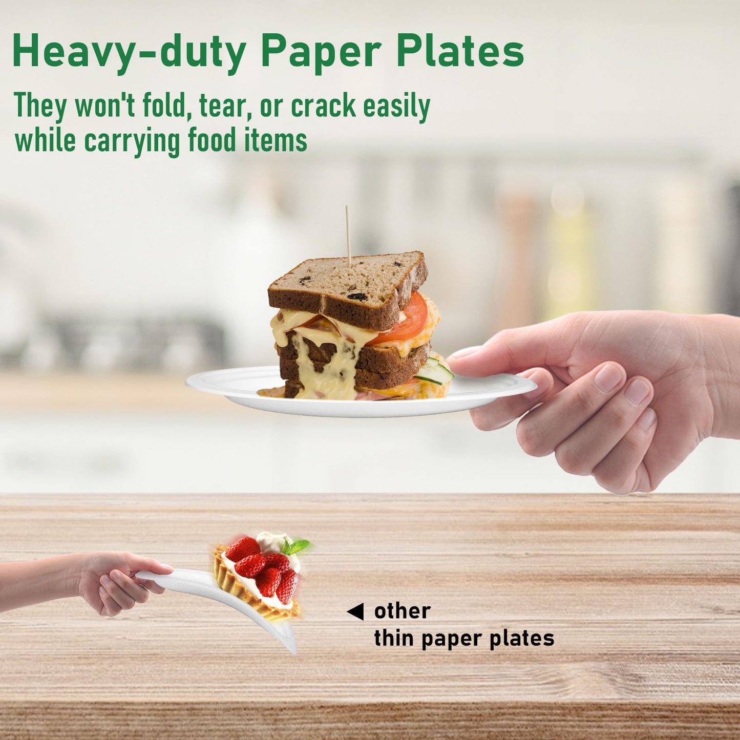 Uniecocus Small Plates Disposable, 6 Inch Paper Plates Bulk Heavy Duty, Compostable, White, 500 Count
